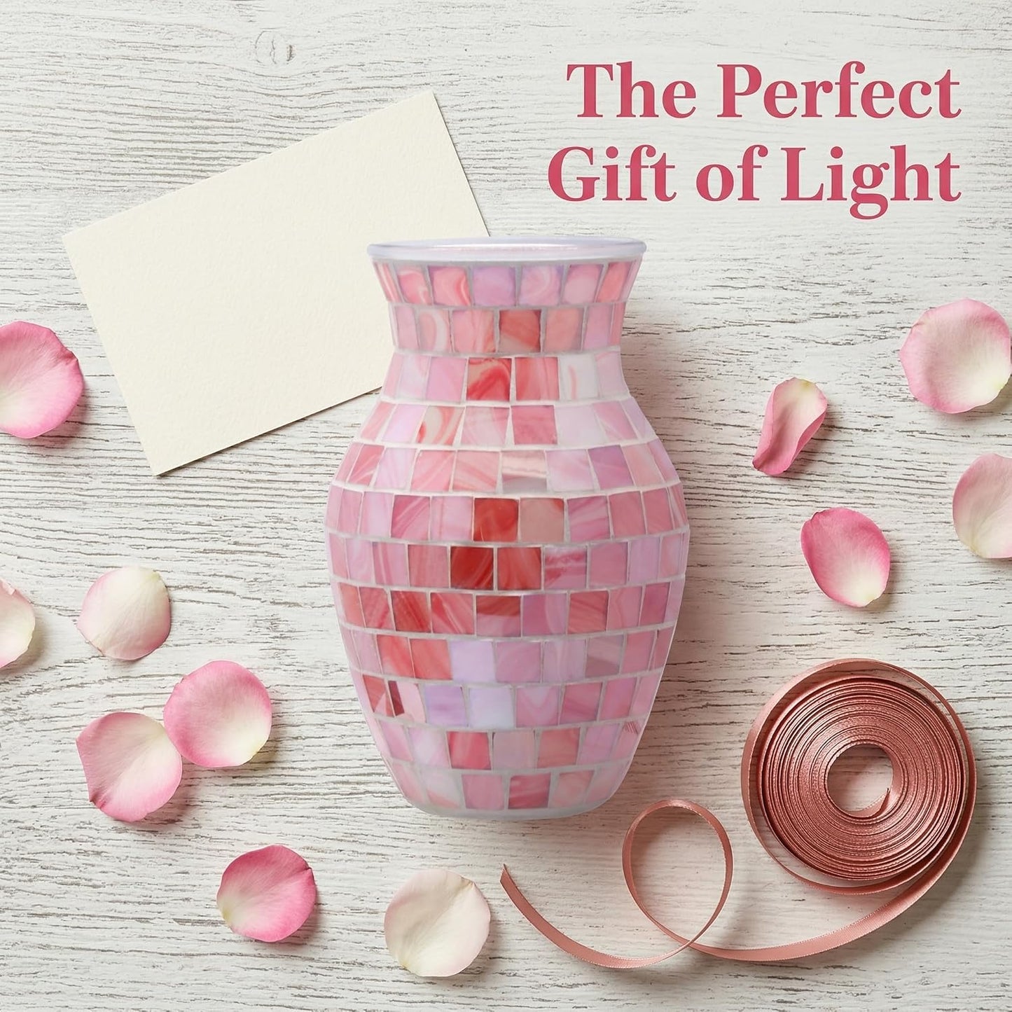 Handmade Textured Glass Flower Vase / Pink Agate