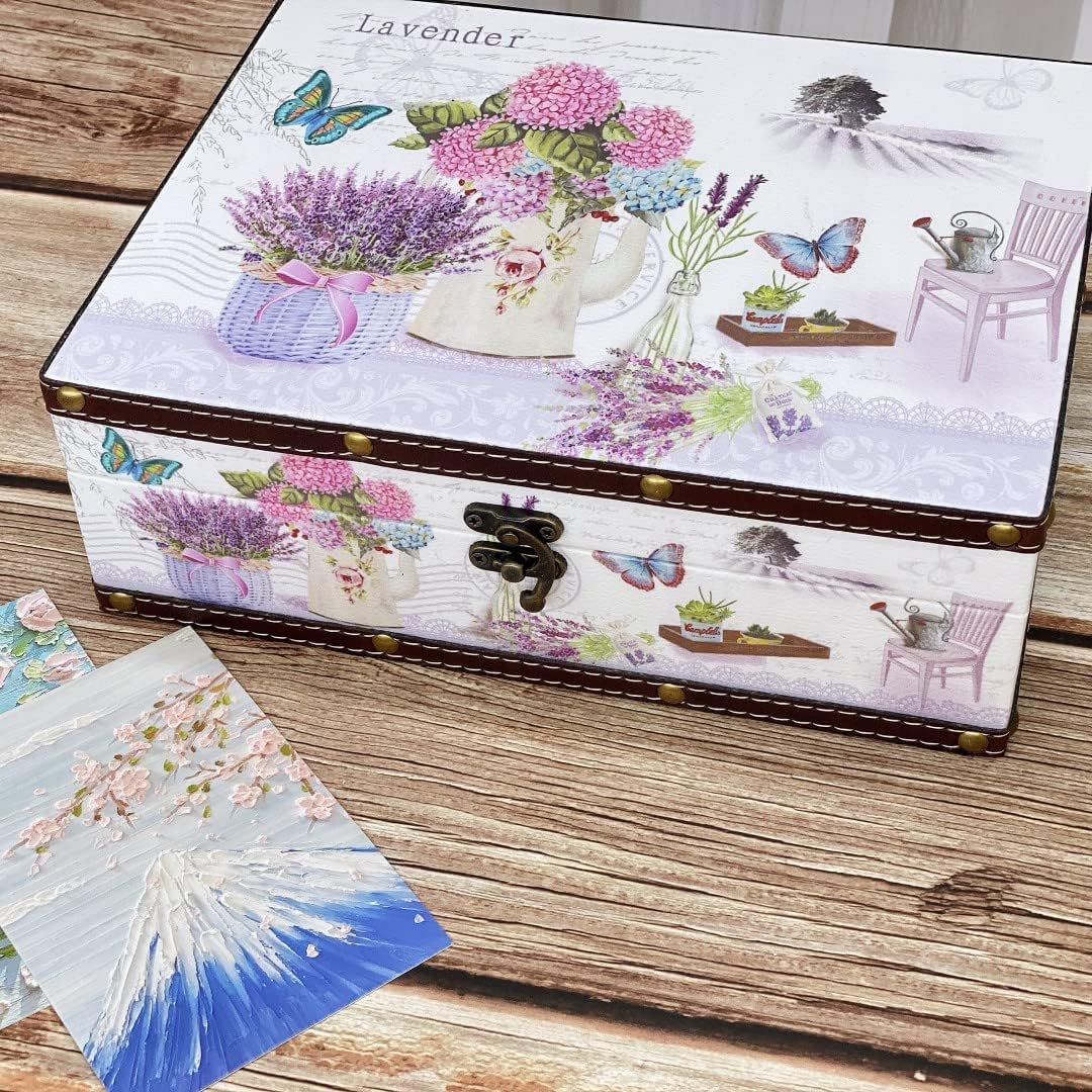 Vintage Wooden Storage Box / Lavender, Medium