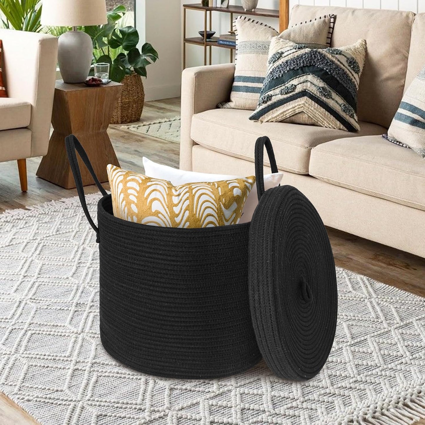 Pillow / Large Basket / Black / 15 x 13