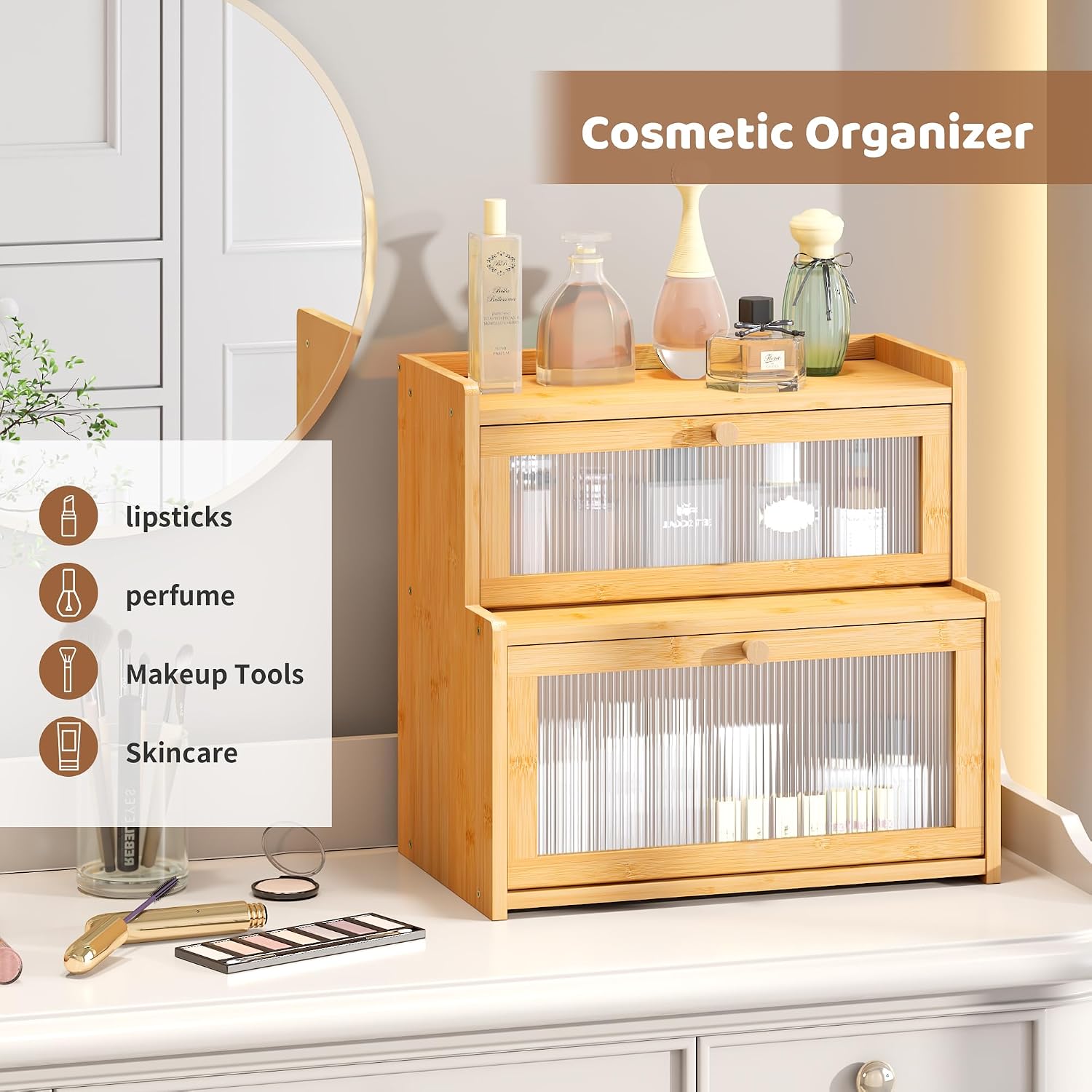 Bread Box for Kitchen Countertop Double Layer Large Corner Bread Box Capacity Bread Storage Bin Farmhouse Breadbox