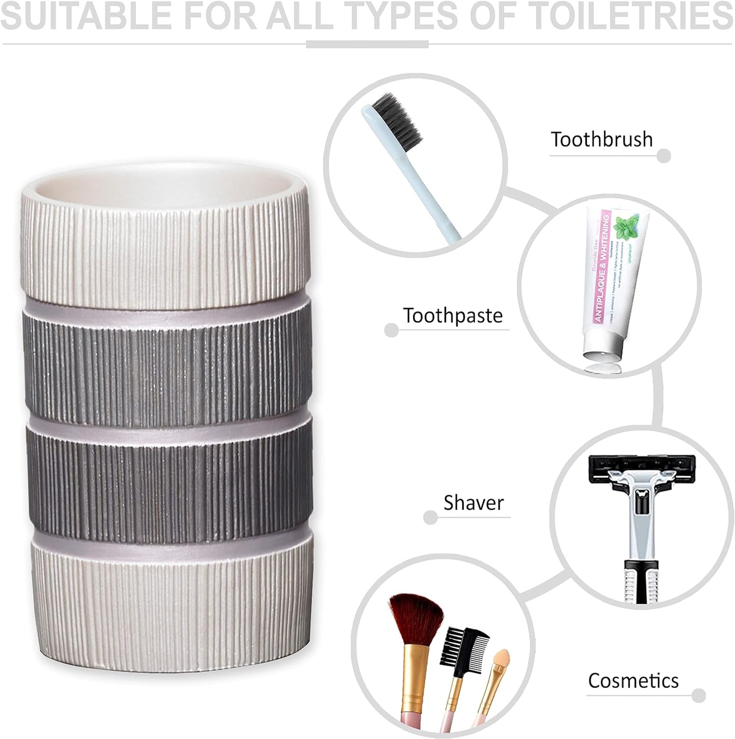 Zahari Home 4pc Modern Line Modern Bathroom Accessories Set Modern Soap Dispenser, Tumbler, Tooth Brush Holder and Dish