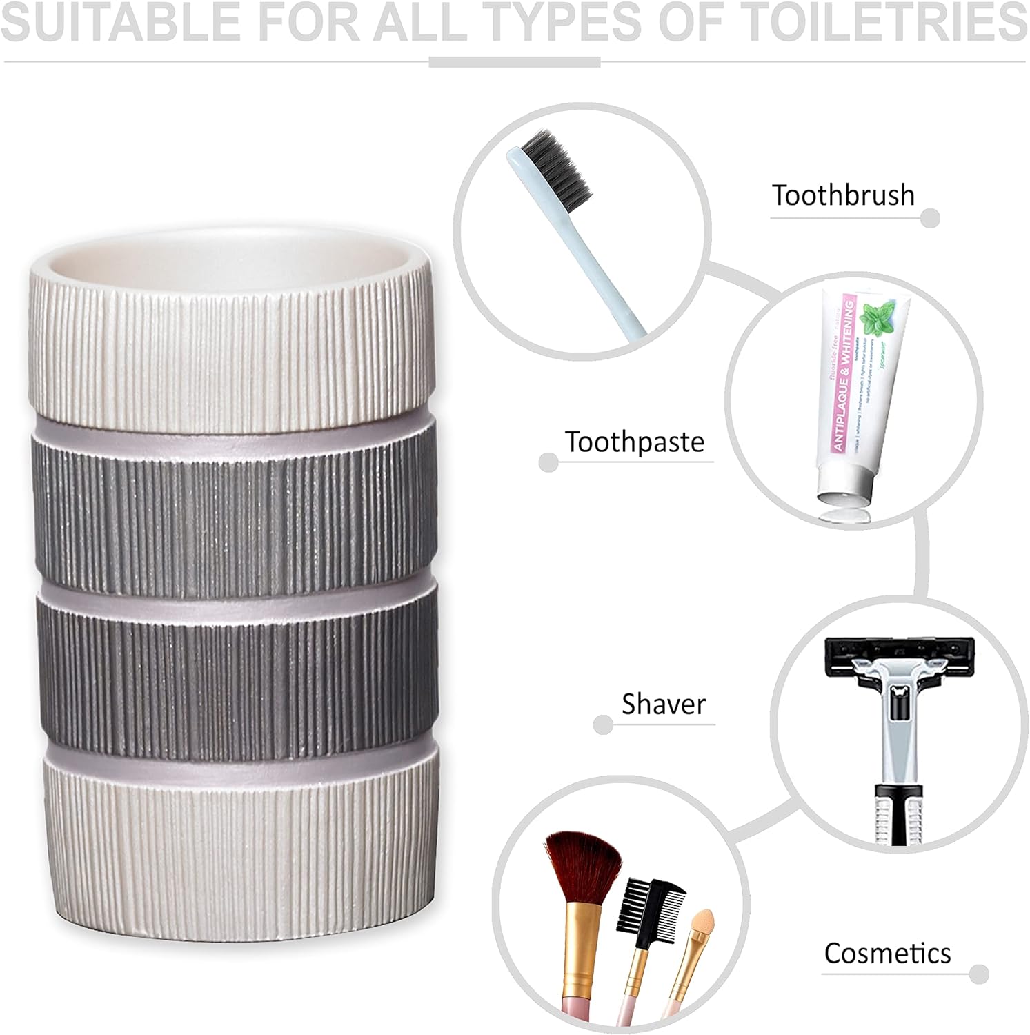 Zahari Home 4pc Modern Line Modern Bathroom Accessories Set Modern Soap Dispenser, Tumbler, Tooth Brush Holder and Dish