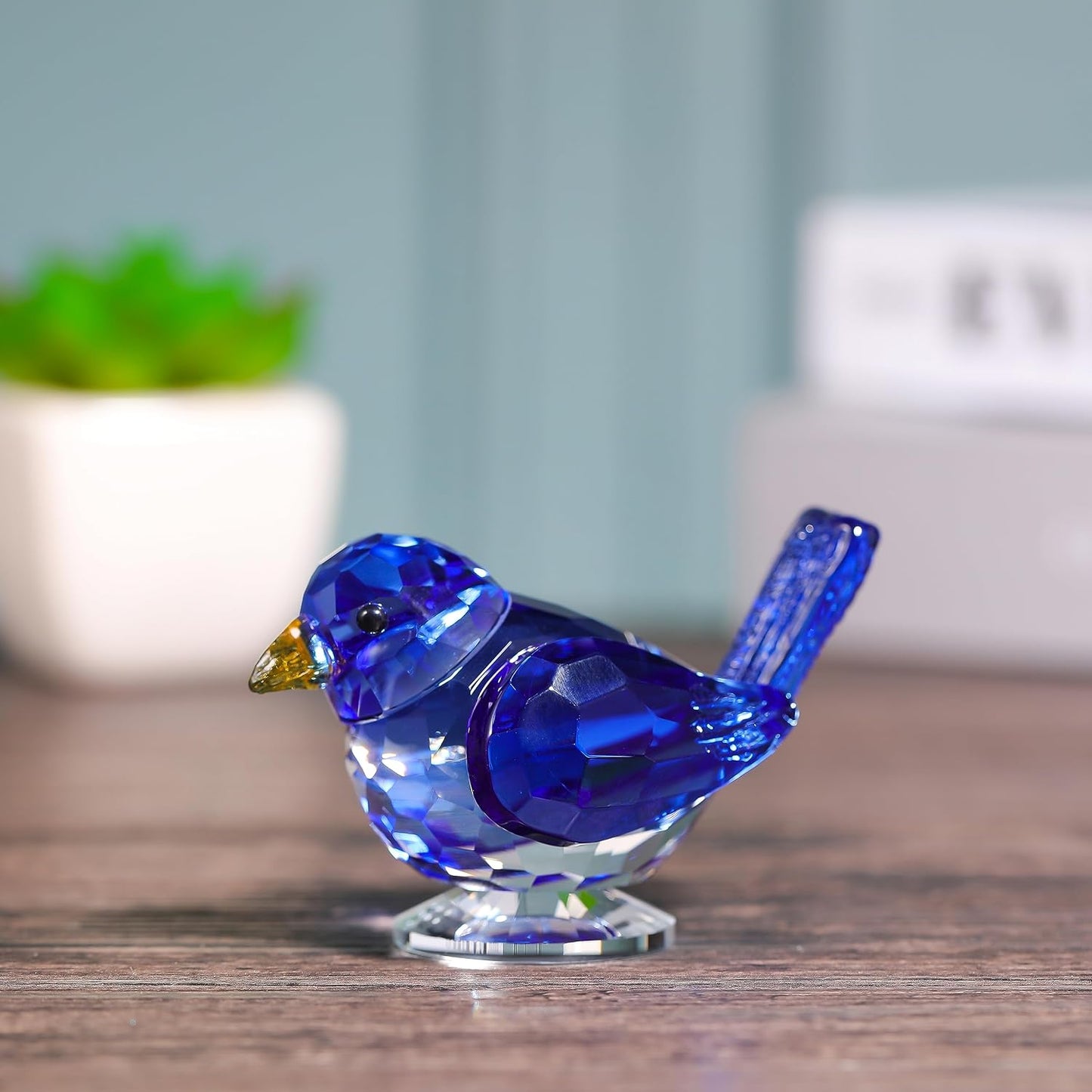 Handmade Glass Animals Figurines Crystal Office Desk Table Home Decor / Blue