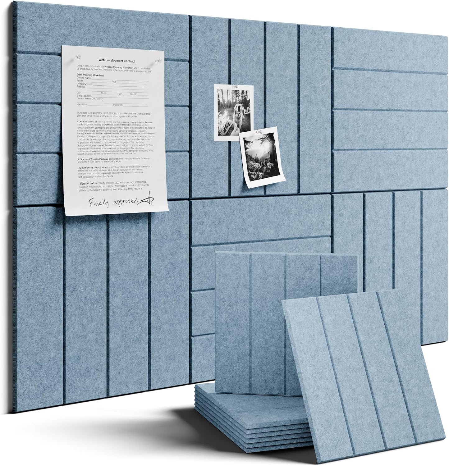 Fluxynara Felt Bulletin Board & Cork Board Alternative, Dusty Blue
