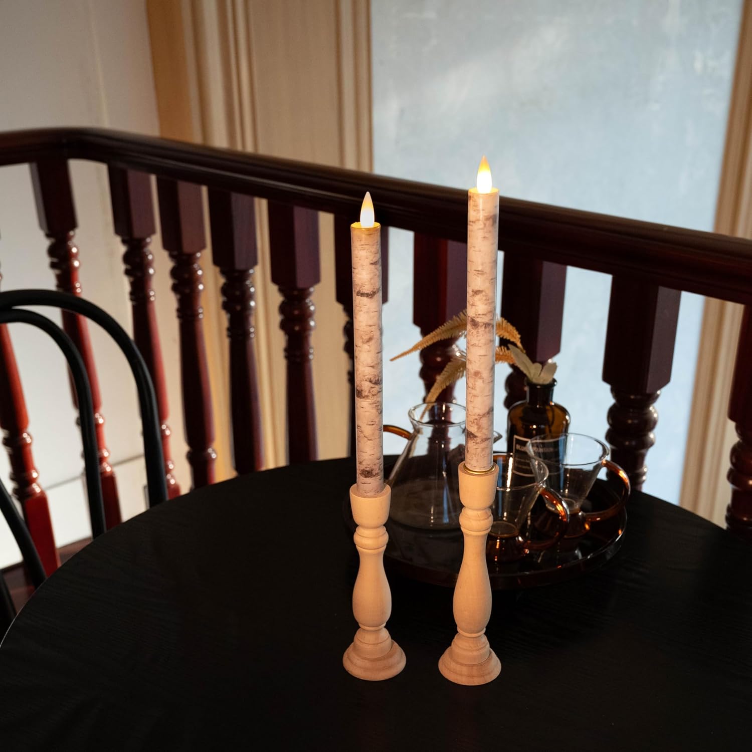 Flameless Taper Candles Flickering with Remote and Timer, 3D Moving Flame Taper Candle Battery Operated to 400 Hours, 9