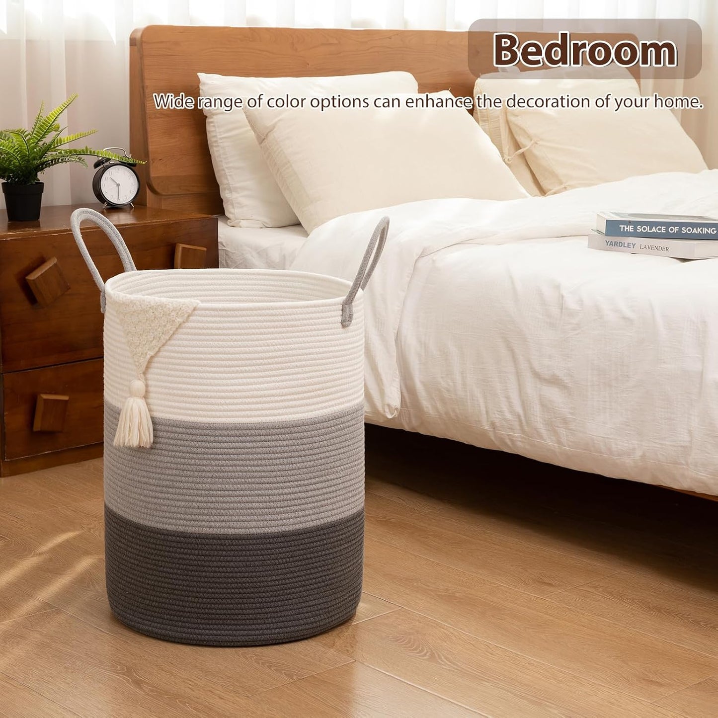 Cotton Rope Woven Basket for Blankets / Gradient Grey / 60L