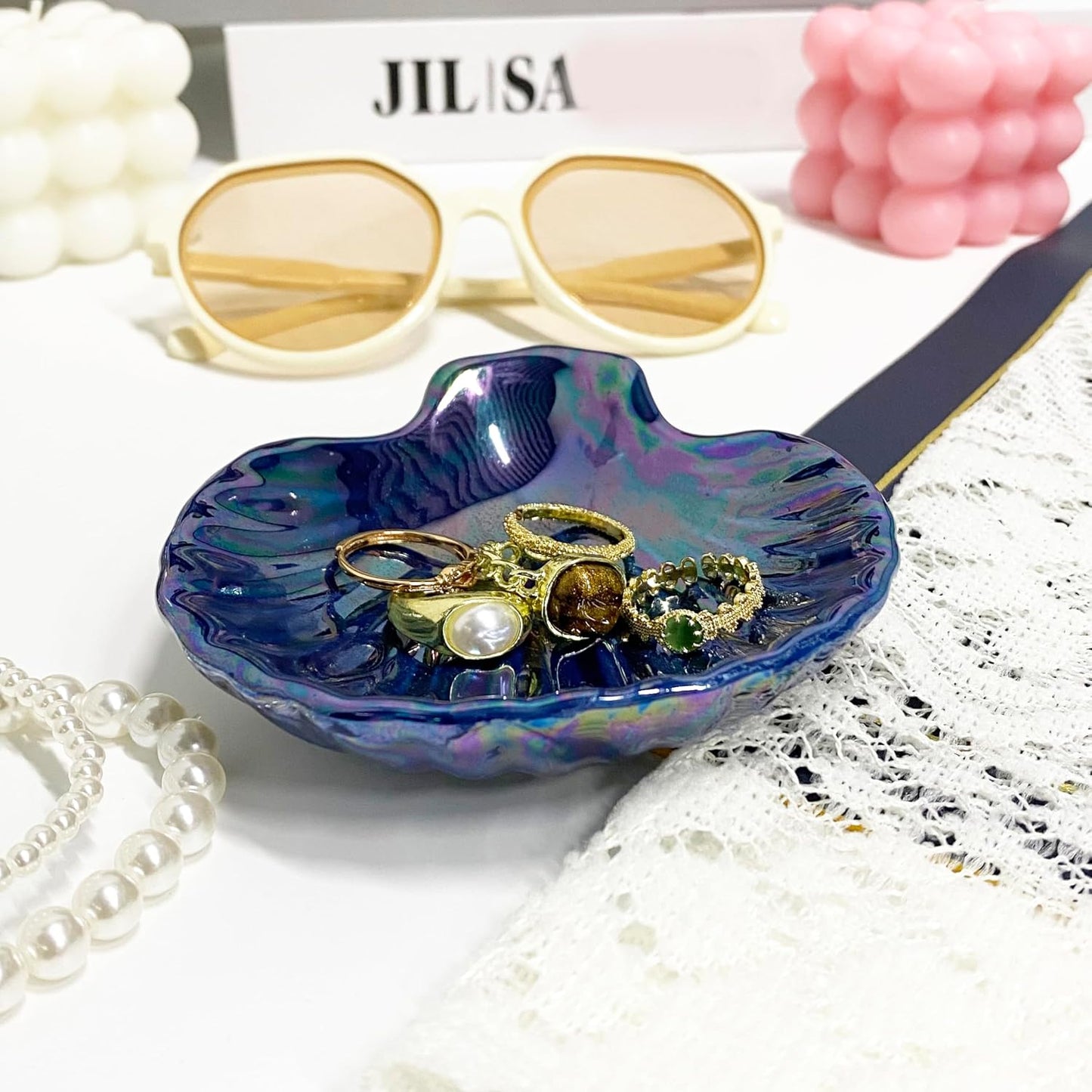 Shell Jewelry Holder Dish / Indigo