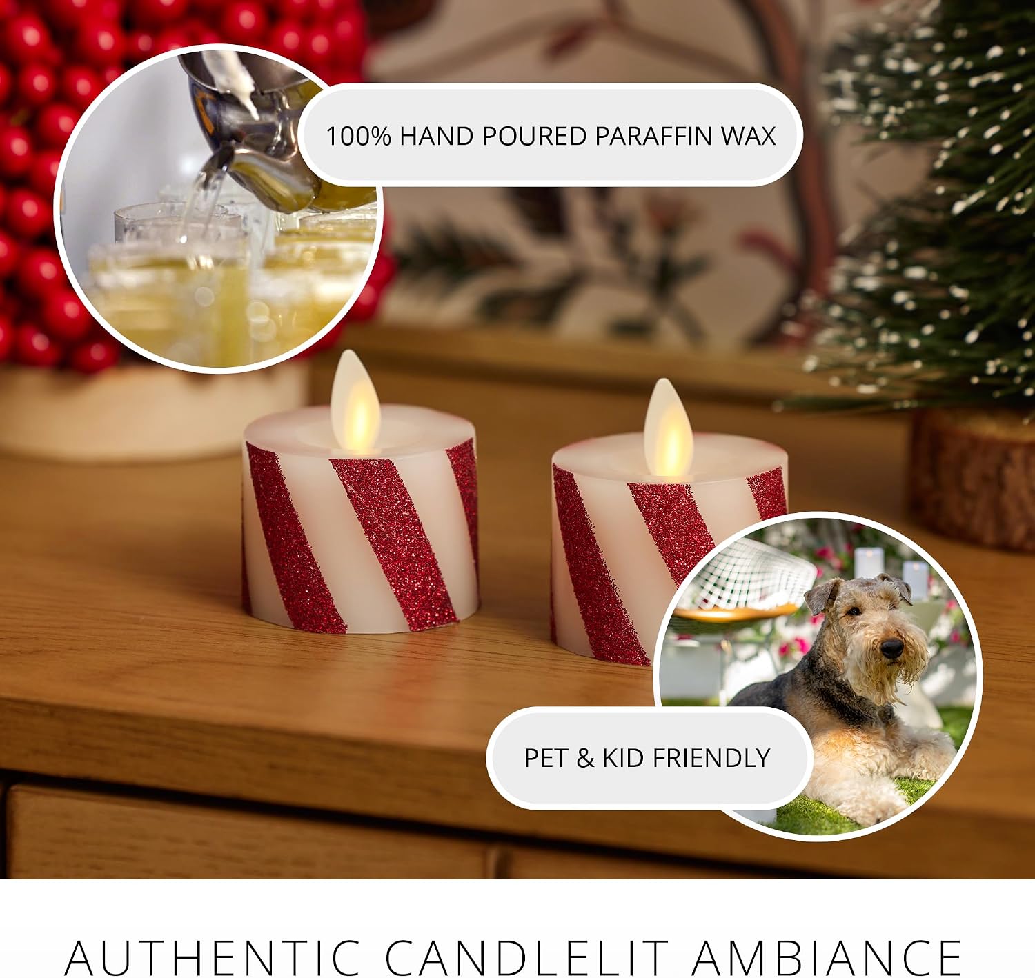 Luminara 2-Pack Moving Flame LED Flameless Tealight (1.4" x 2") Battery Operated Plastic LED Flameless Tea Light Smooth