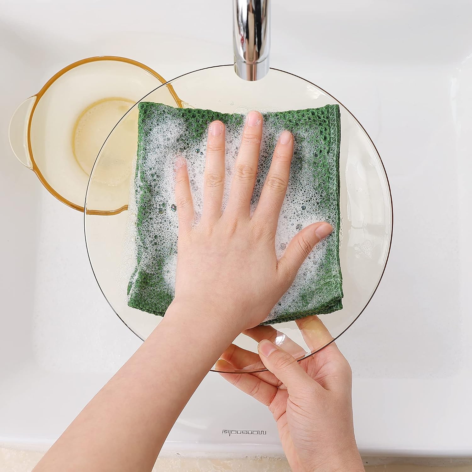 Homaxy 100% Cotton Waffle Weave Kitchen Dish Cloths 8-Pack, Grass Green | 12 x 12 Inches, Ultra Soft Absorbent Dish