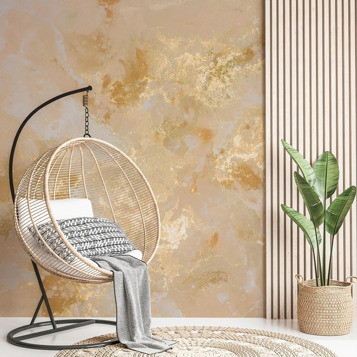 Marble Peel and Stick Wallpaper Abstract Art Sticker Mural for The Bedroom / ZZ04 / 79 x 55 / Gold