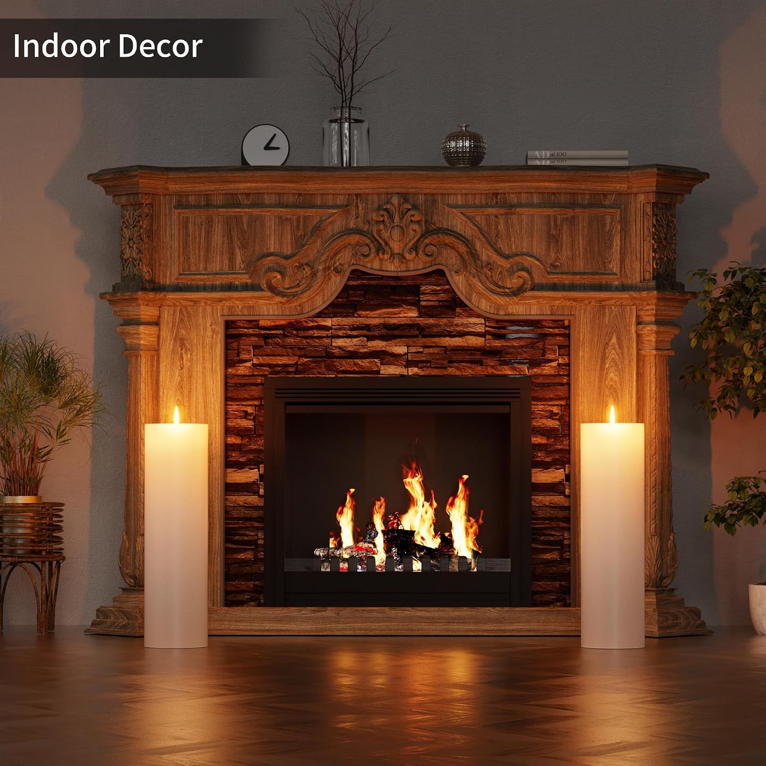 14" x 4" Large Outdoor Candle with Remote Timer Waterproof White 1 Pack | Battery Operated Flameless Pillar Candle