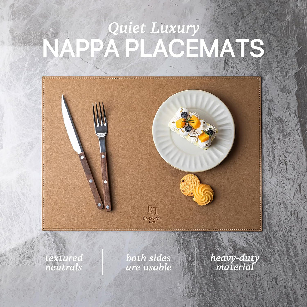 Baroyal Faux Leather Placemats Set of 12 Vinyl Washable Wipeable Table Mats for Kitchen Dining Table Heat Resistant