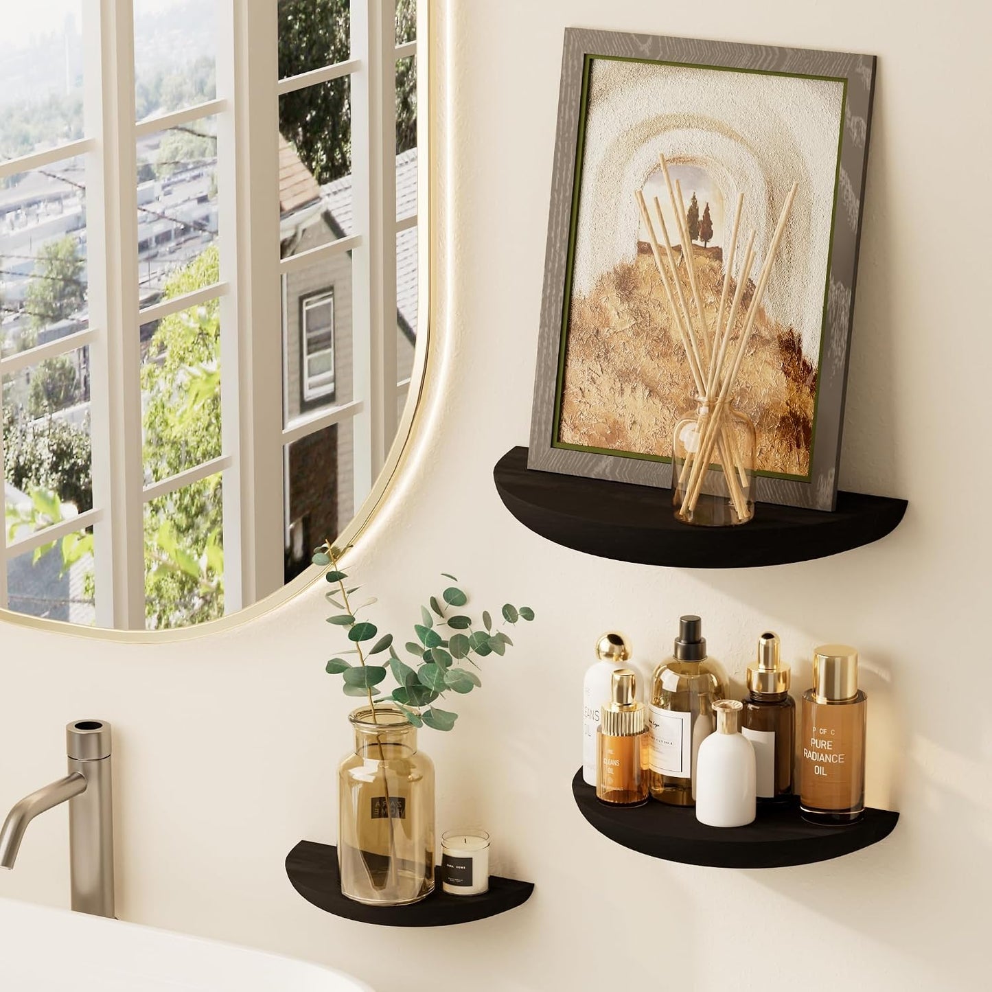 Elegant Floating Shelves / Black / Lron Bracket