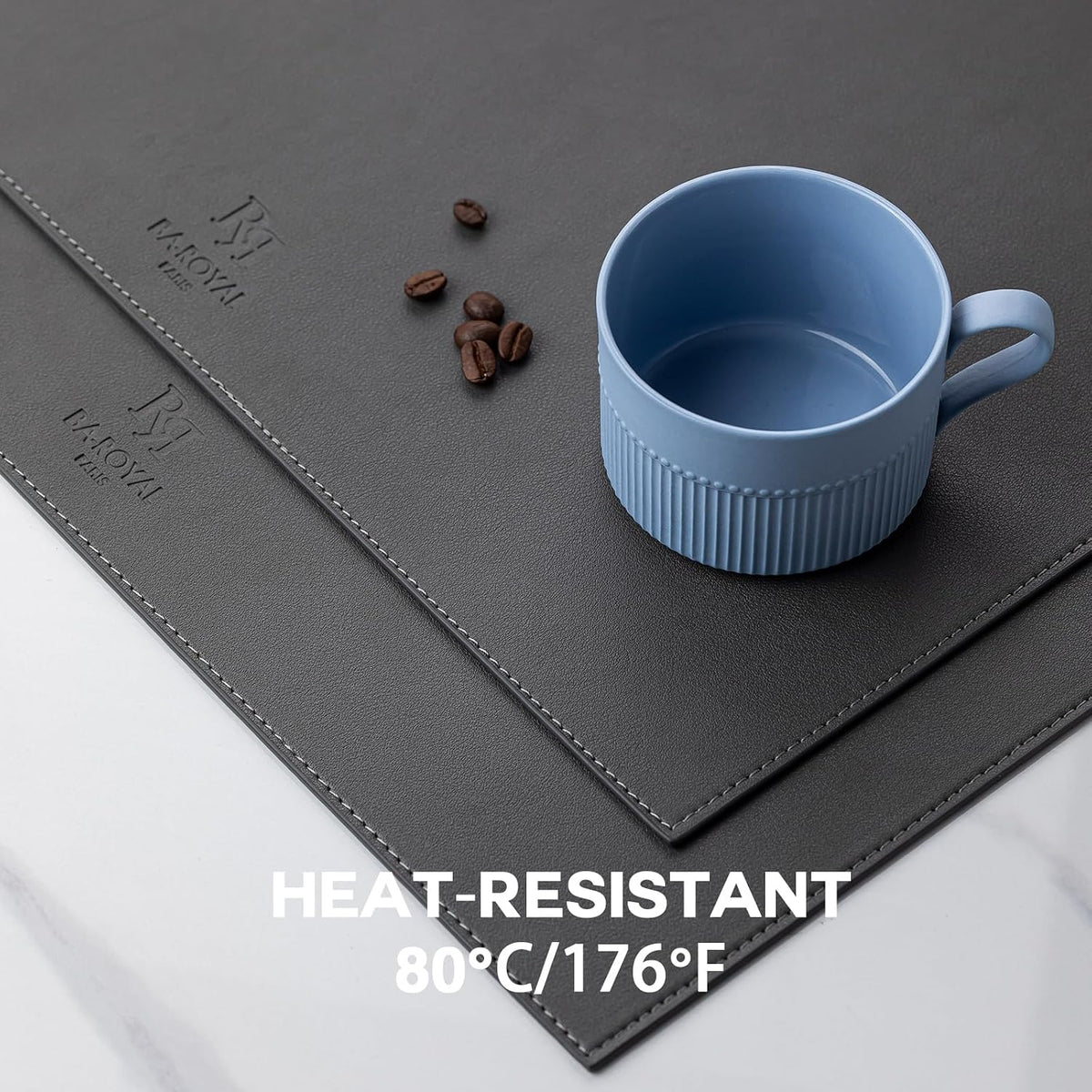 Baroyal Faux Leather Placemats Set of 12 Vinyl Washable Wipeable Table Mats for Kitchen Dining Table Heat Resistant