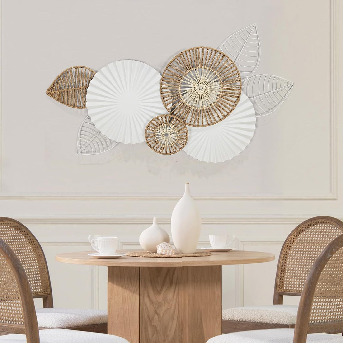 Boho Wall Decor / White Round Plate / 43 x 23