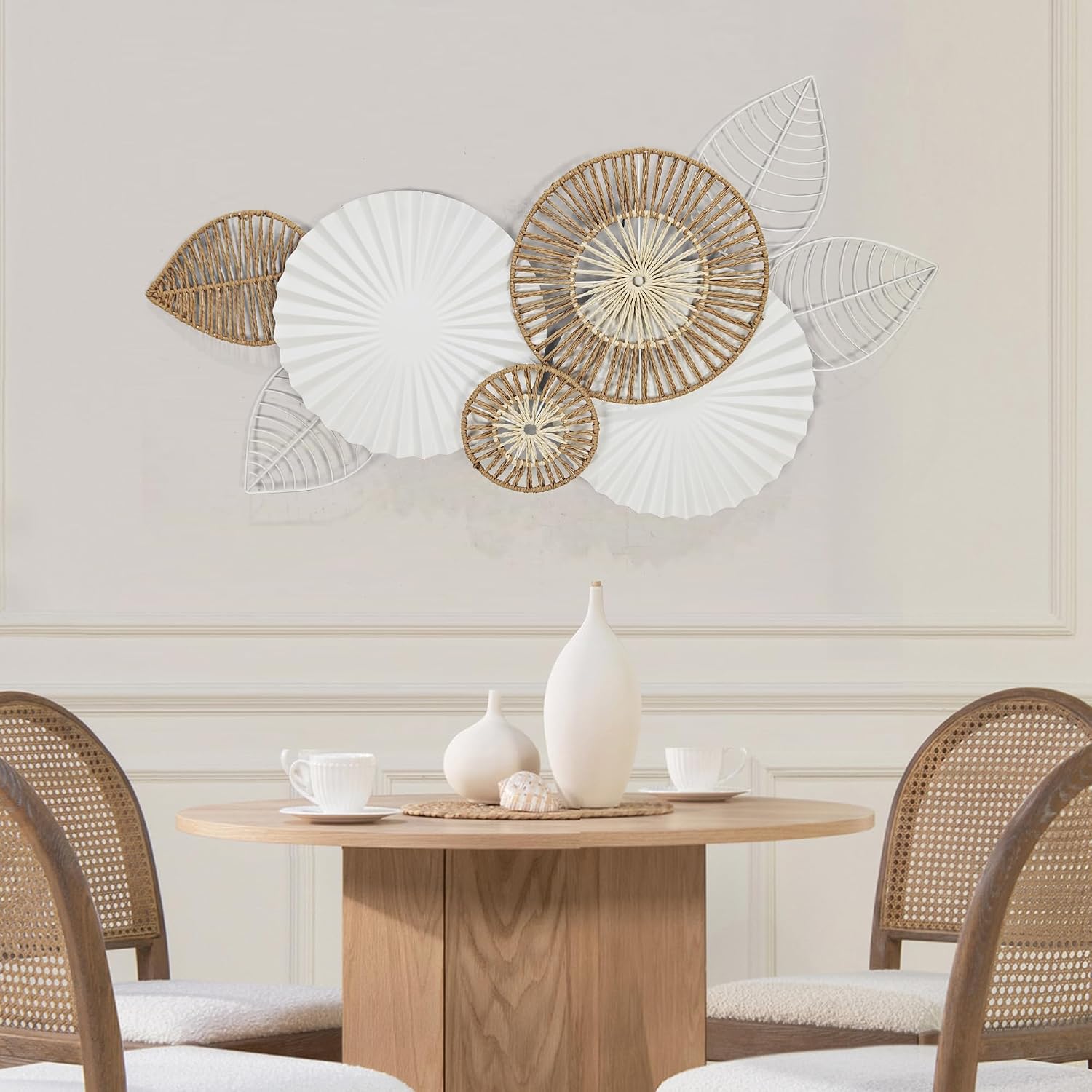 Boho Wall Decor / White Round Plate / 43 x 23