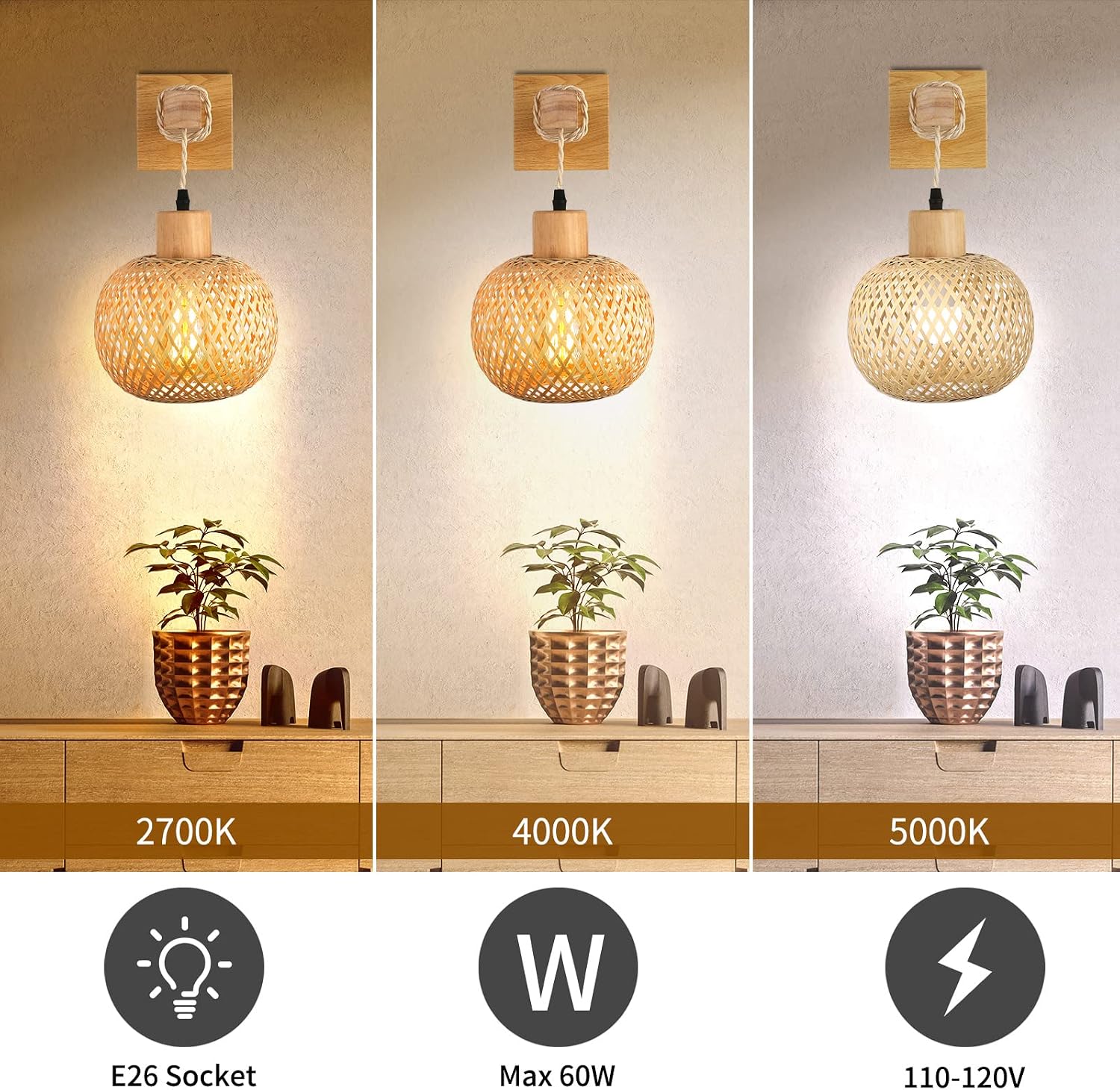 Rattan Wall Lamps / Farmhouse Wall Light