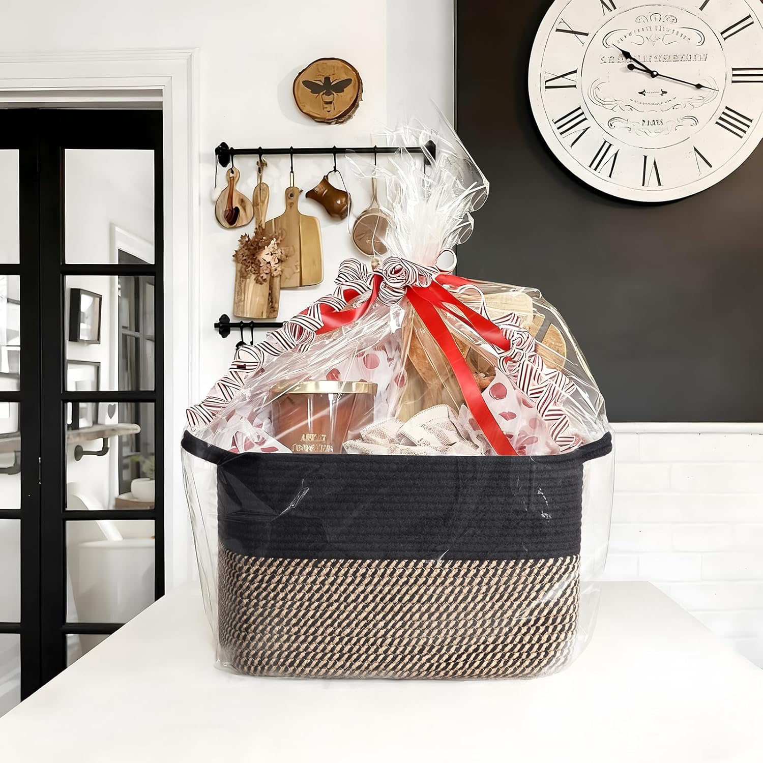 Closet Shelf Woven Baskets / Black / 13"L x 10"W x 9"H