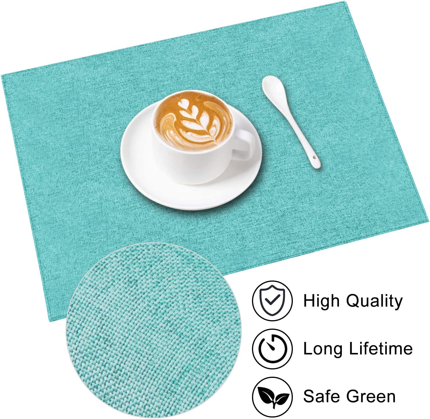 Cloth Placemats Set of 6, Cotton Linen Blend Machine Washable Durable Linen Table Mats, Heat Resistant Placemats