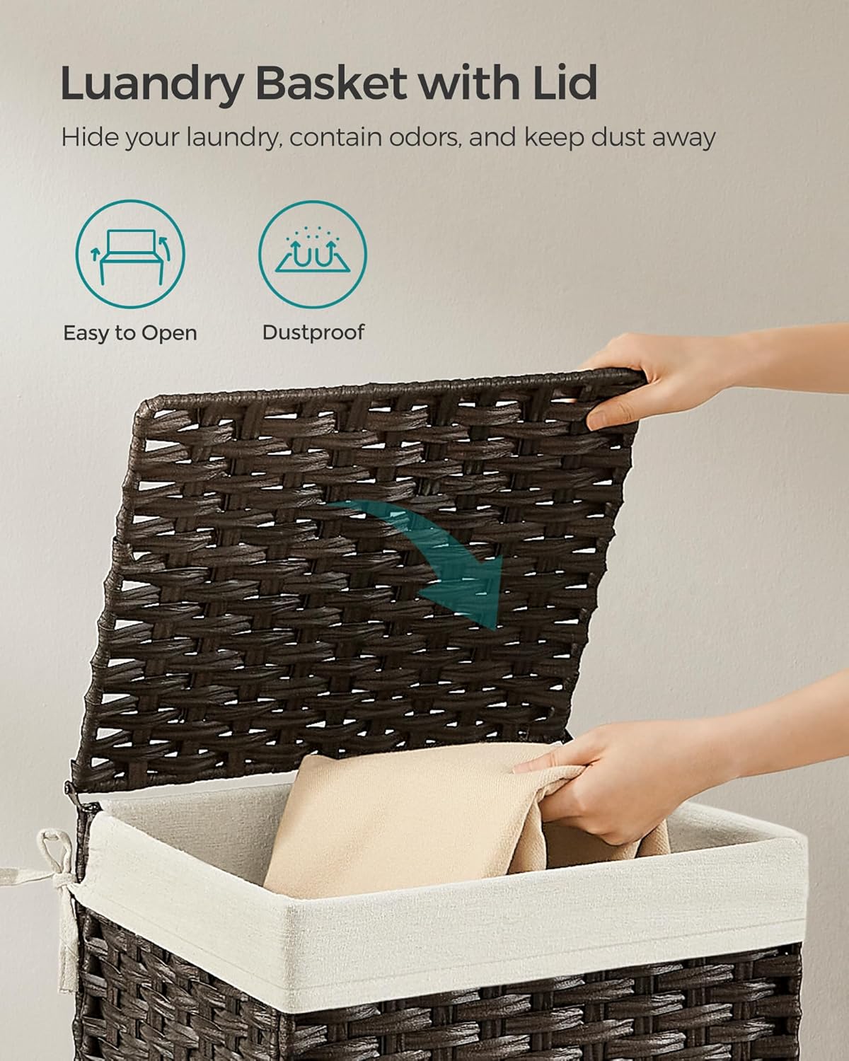 Metal Frame / Woven Blanket Storage Bin / 35 L / Brown