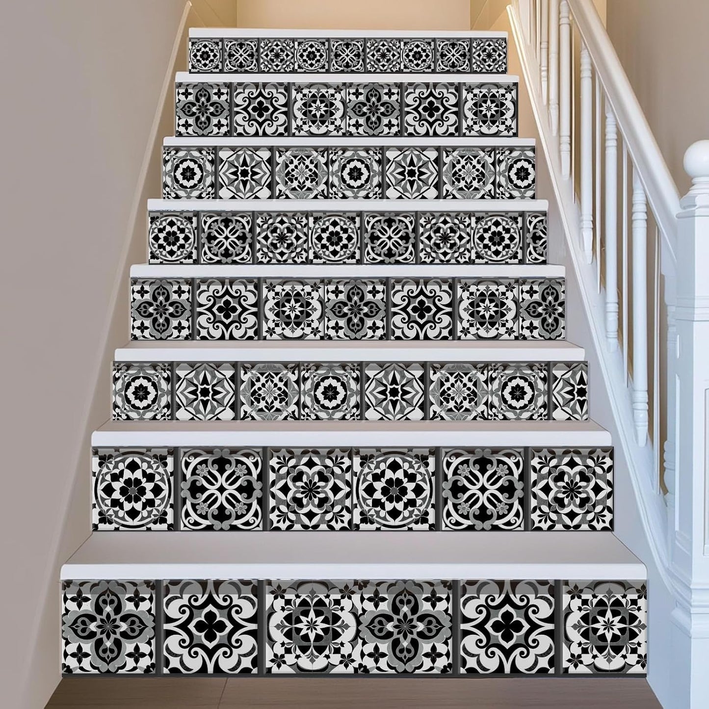 9 Style Wall Tile Stickers / Black Gray Pattern / 4 x 4 / Set of 36