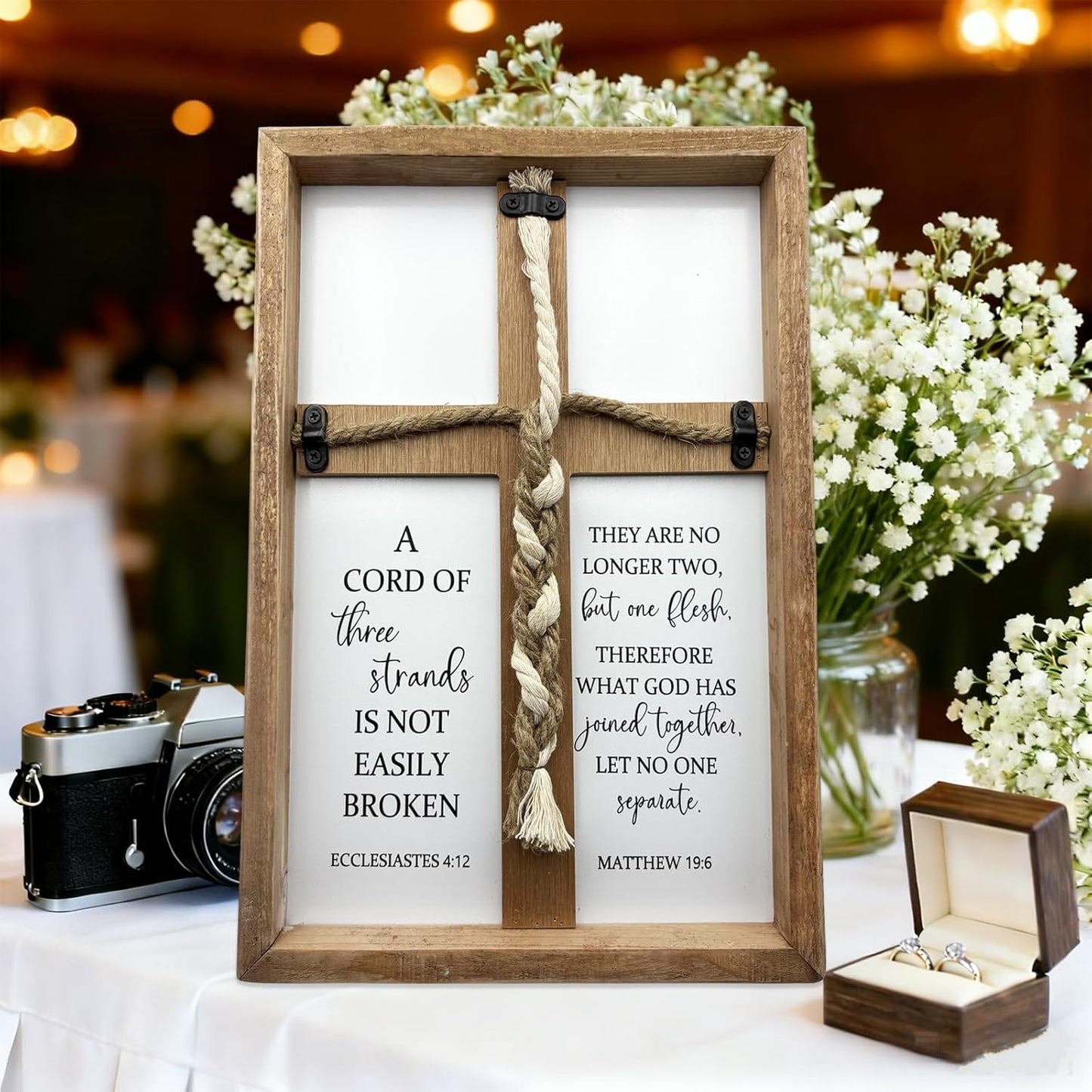 A Cord of Three Strands Wedding Sign Tie God's Knot Three Strands Braid Wall Decor / Routine-brown