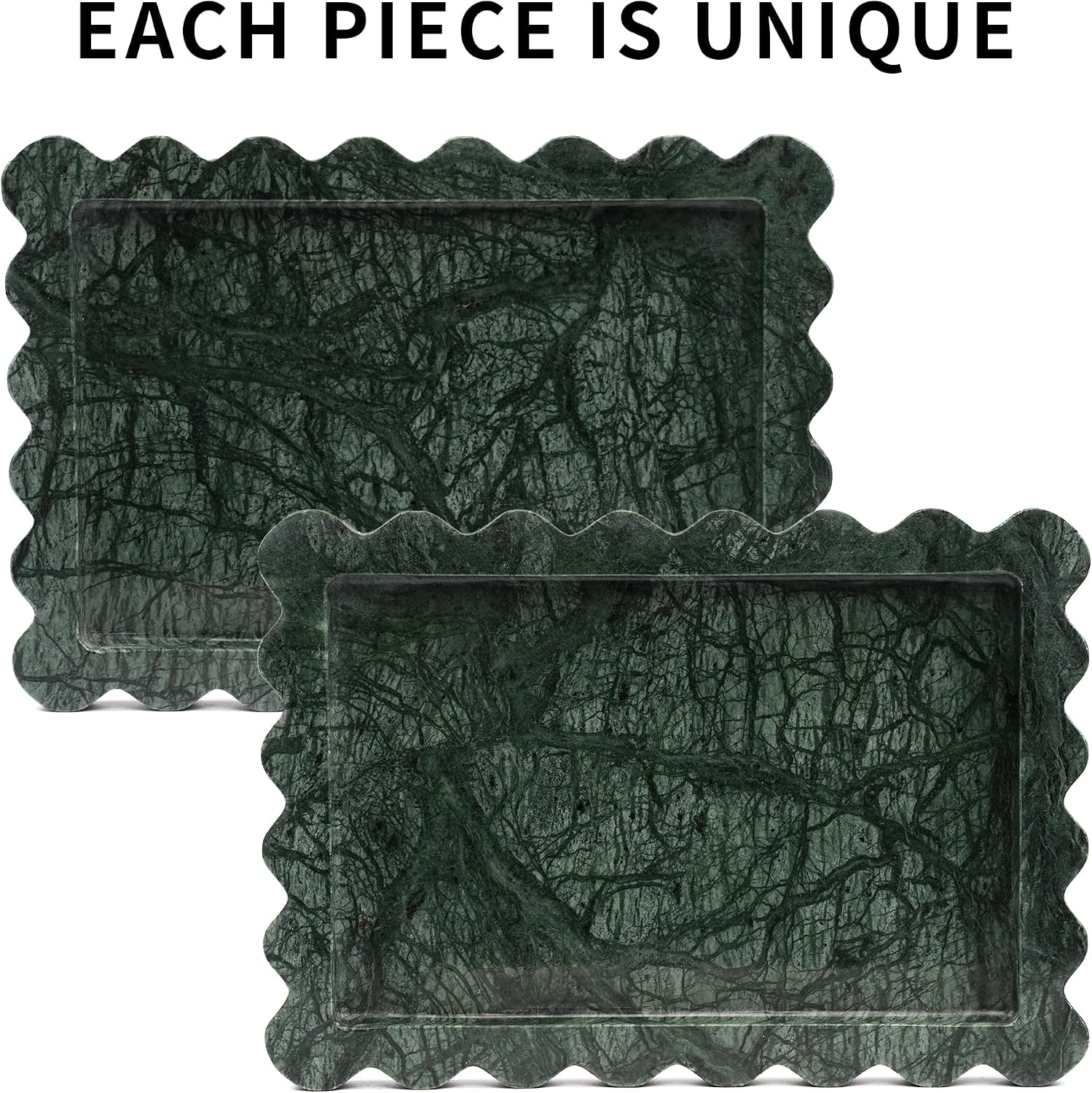 Scalloped Green Marble Tray / Scallop-green