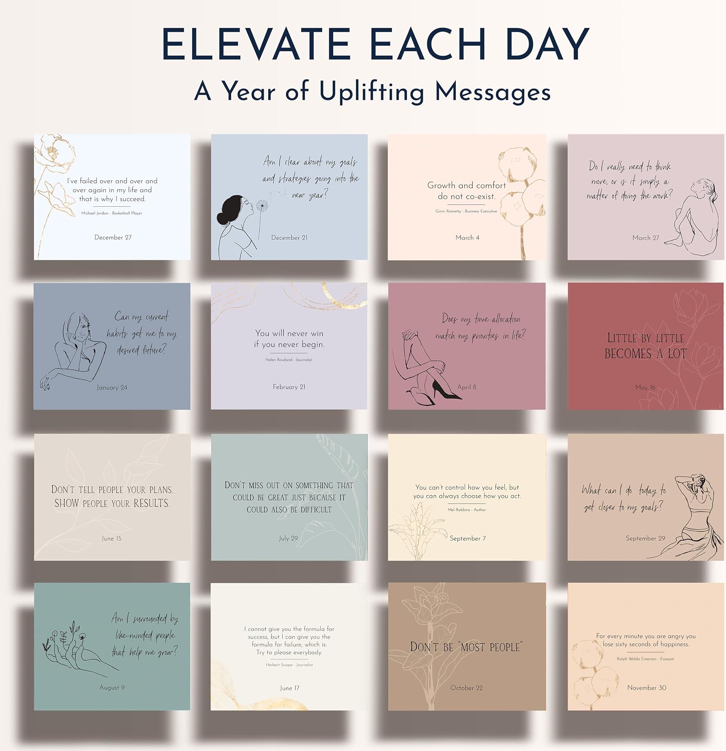 Motivational Desk Flip Calendar with 366 Daily Affirmations, Gift for Women | Inspirational Perpetual Desk Calendar