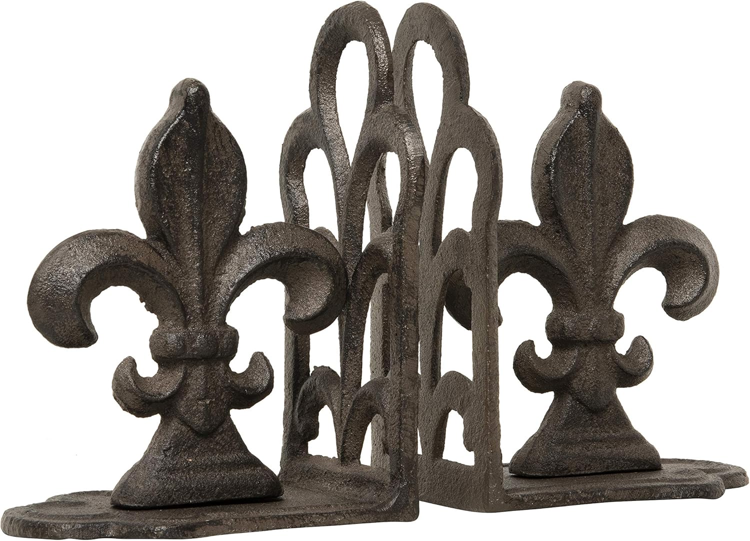 Decorative Metal Fleur de Lis Bookends / Bronze / Set of 2
