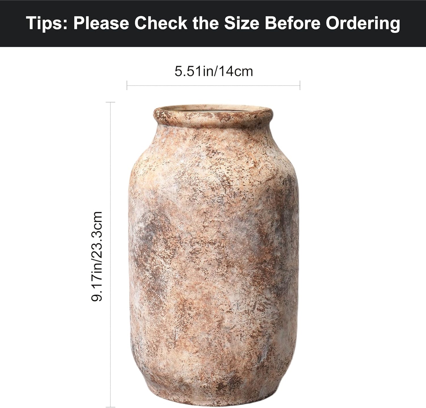 Rustic Terracotta Vase / Orange / 9 Inch