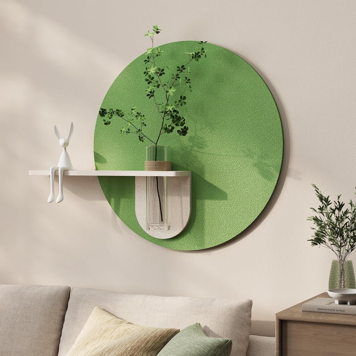 3D Sage Green Round Wall Art Decor / 24"L x 24"W / Green-a