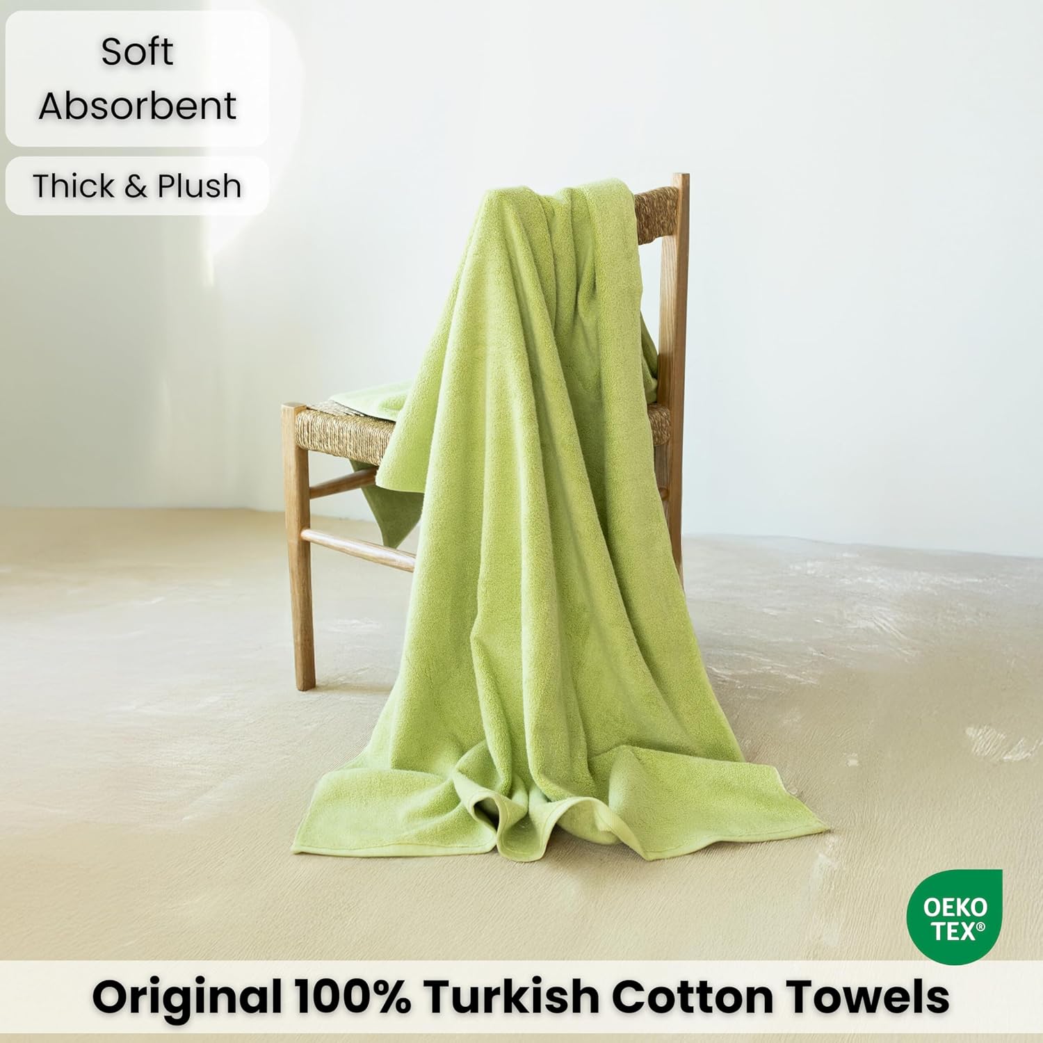 SALBAKOS Luxury 100% Turkish Cotton Bath Sheet 40x80 in (1-Piece, Green) | Extra Large Jumbo Oversized Bathroom and
