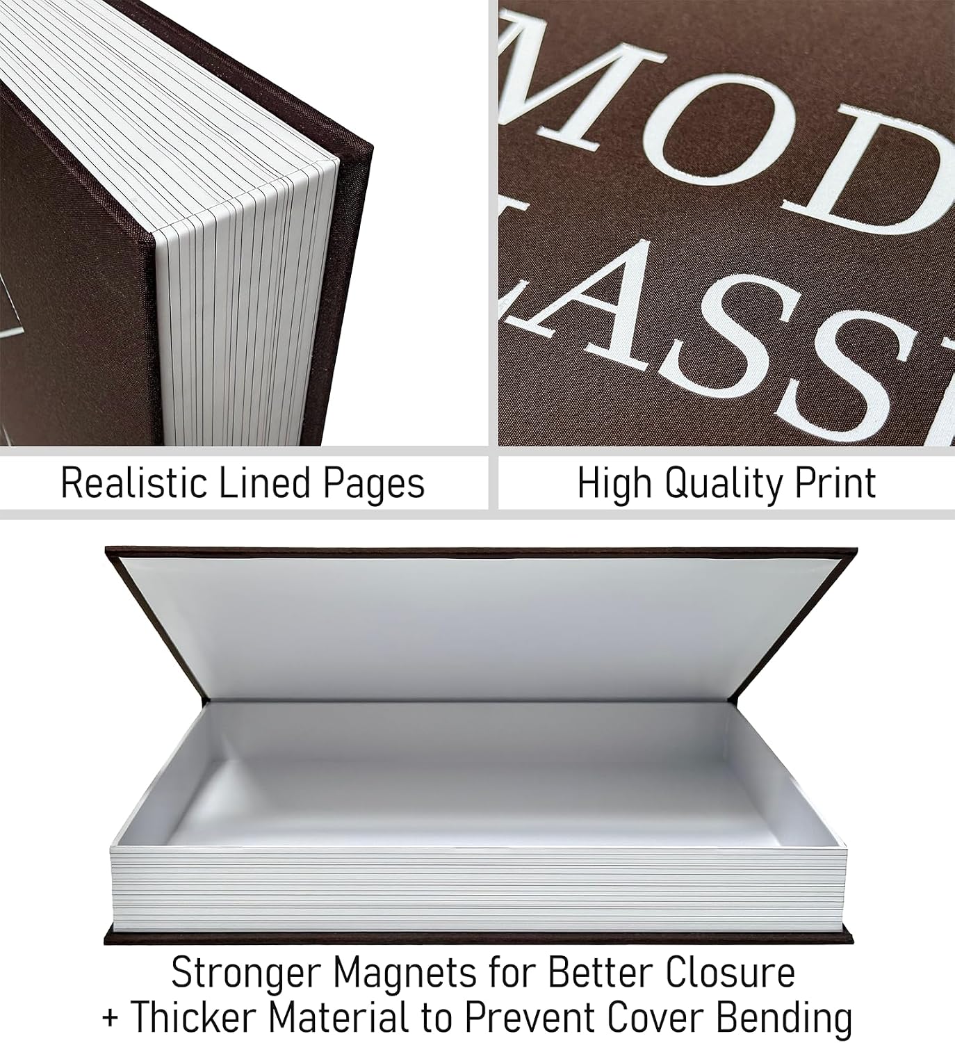 Linen Faux Book Storage Boxes / Brown-cream / Set of 2
