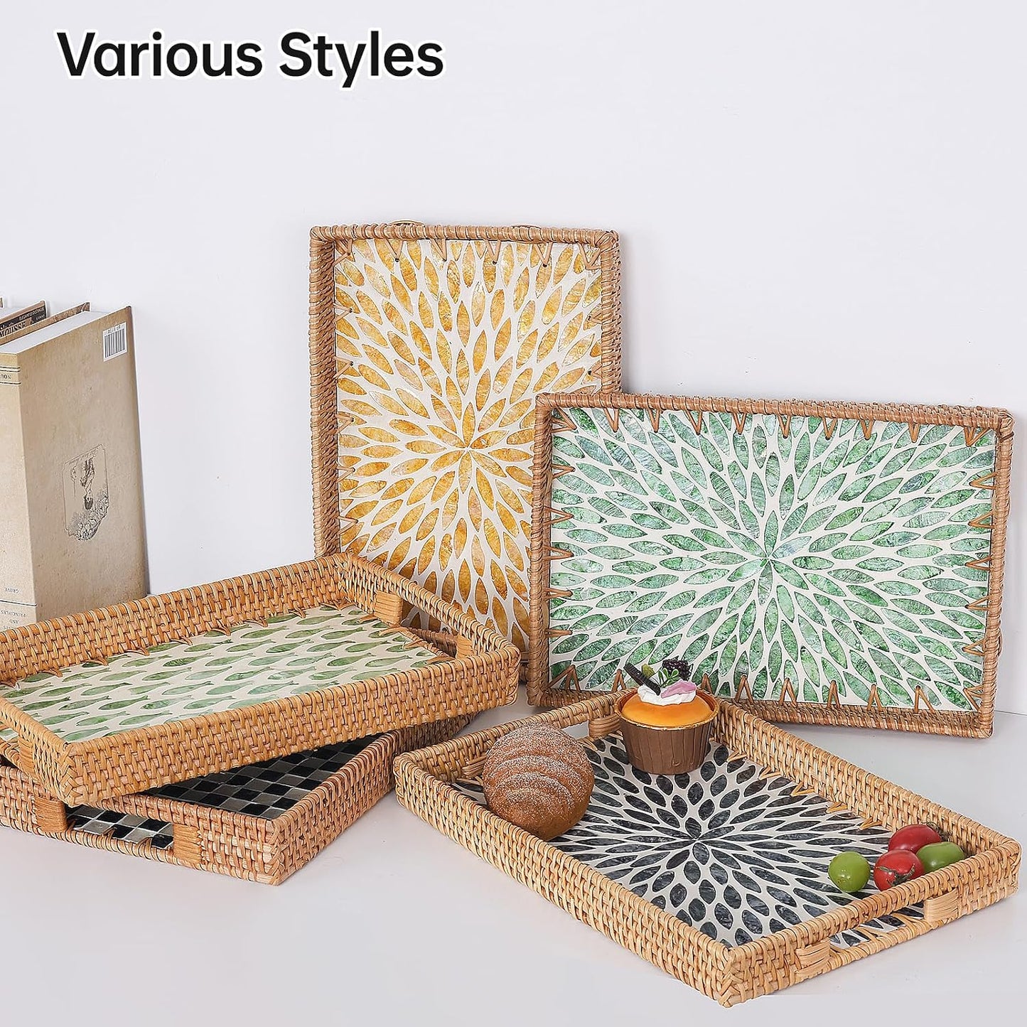 Rattan Serving Tray / Amber Leaf