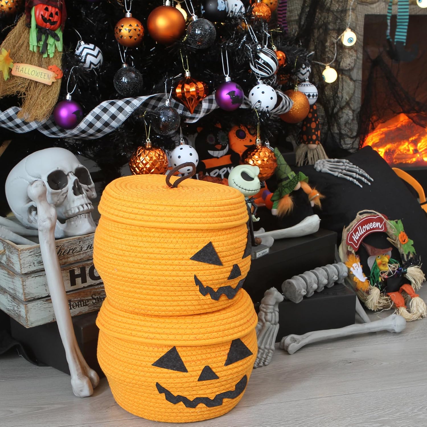 Pumpkin Woven Storage Bin / Small / Halloween