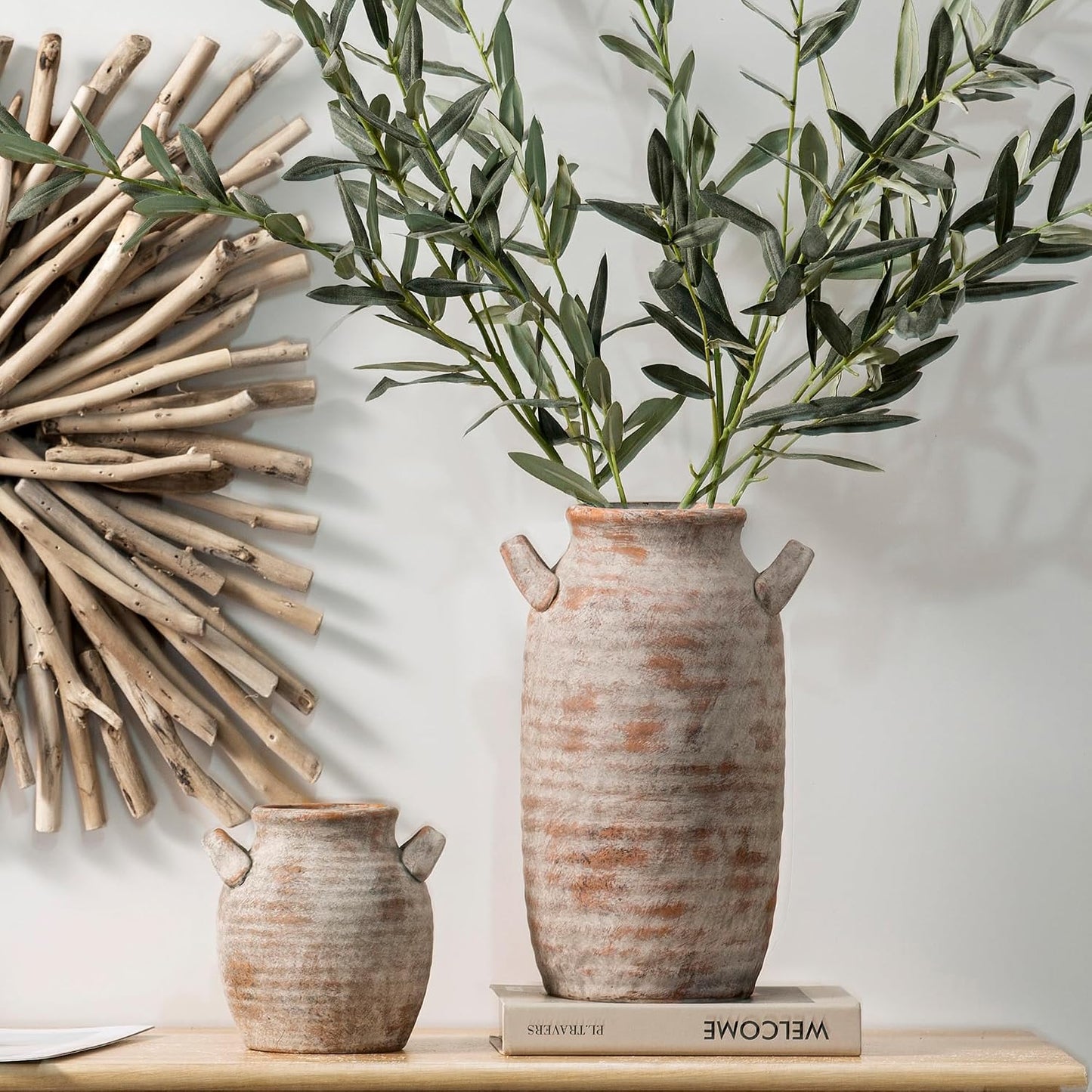 Tall Ceramic Farmhouse Rustic Table Vases / 12" Retro