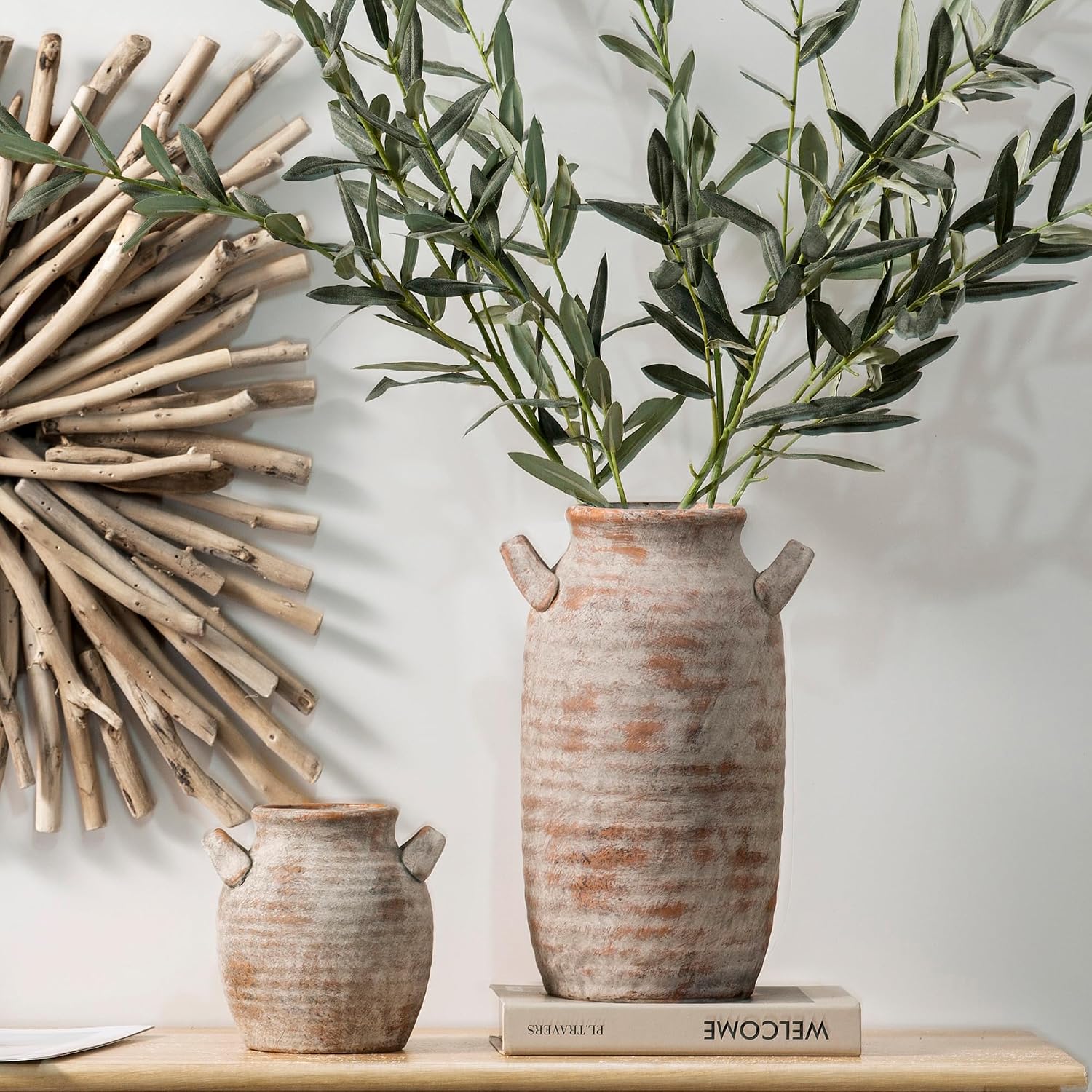 Tall Ceramic Farmhouse Rustic Table Vases / 12" Retro