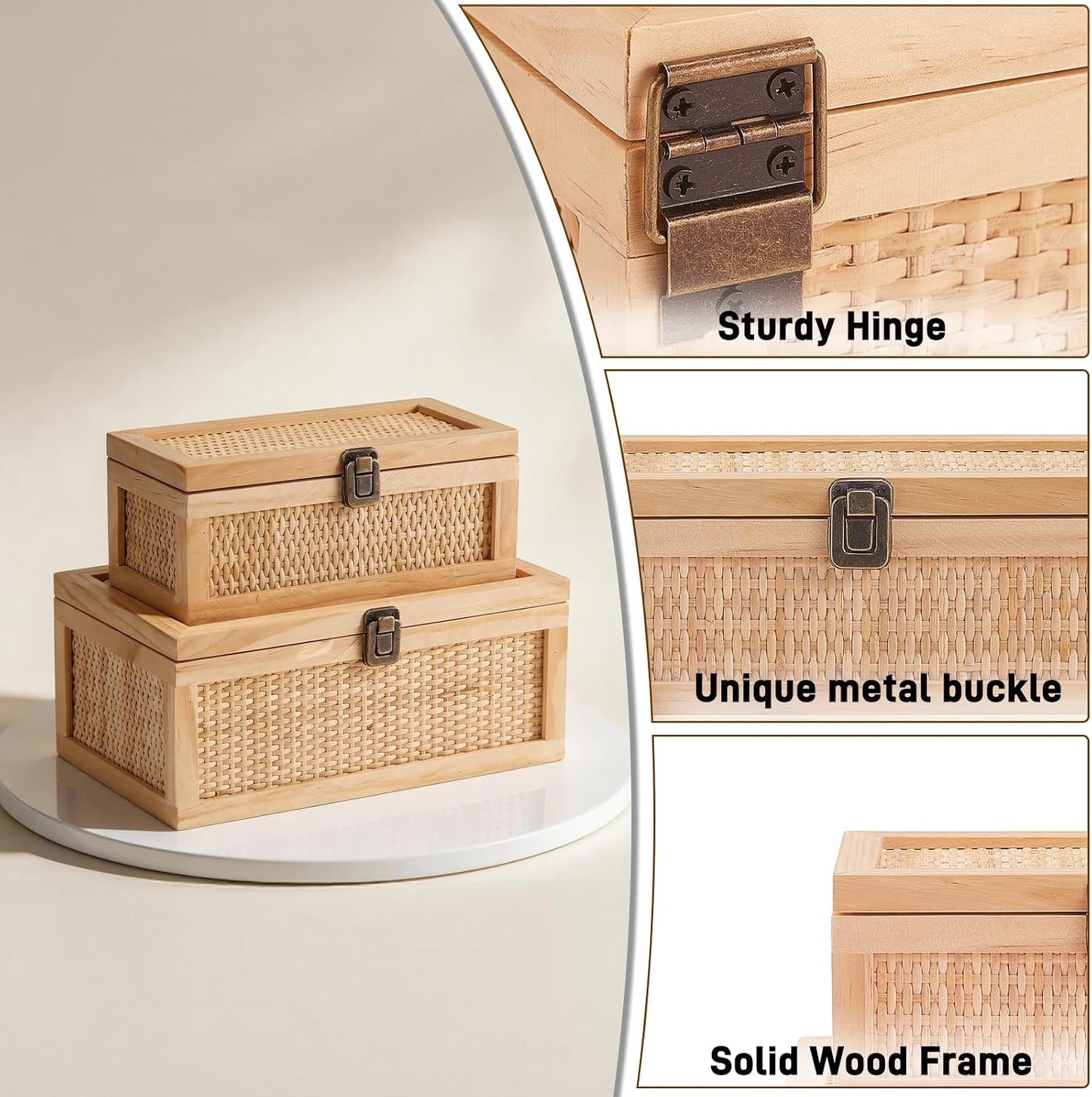 Rattan Decorative Boxes / Natural / Set of 2