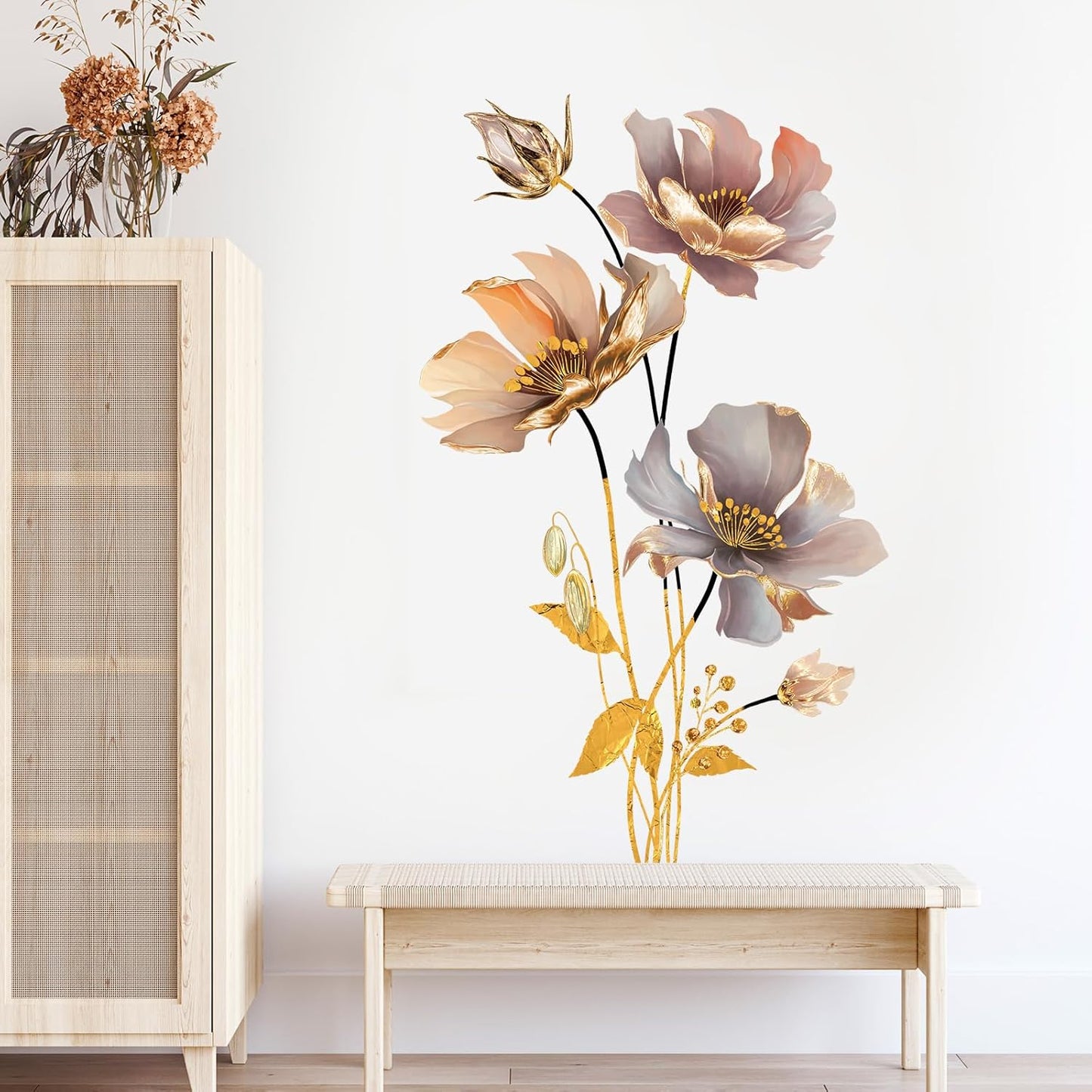 Vinyl Wall Sticker / 3d Flower / Gold