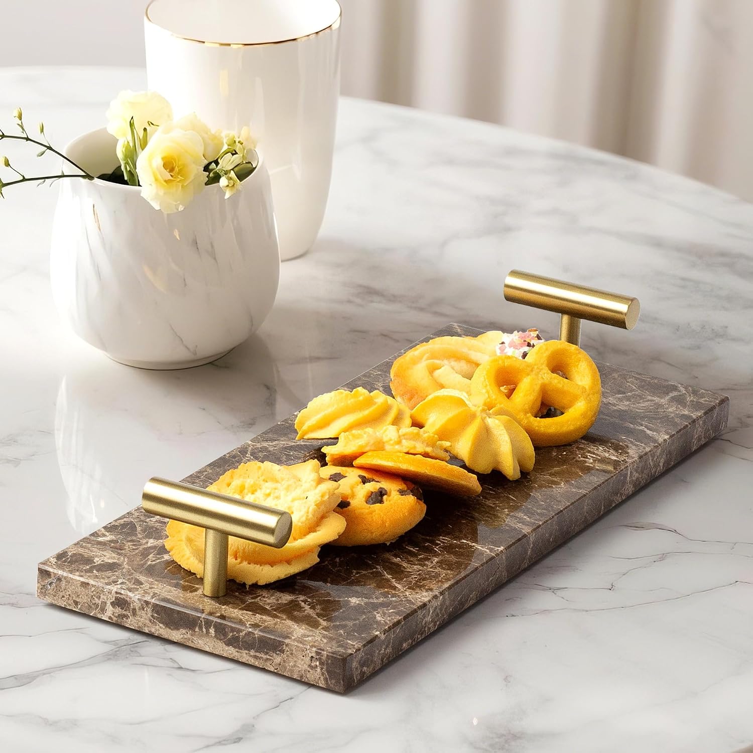 Marble Tray / Marble Napkin Holder / Brown