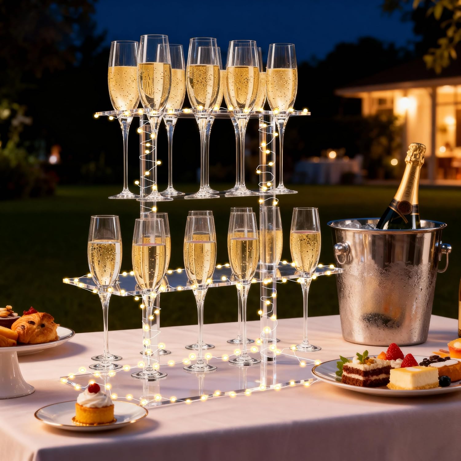 Acrylic Wine Glass Stemware Rack Champagne / 2 Tier / Clear