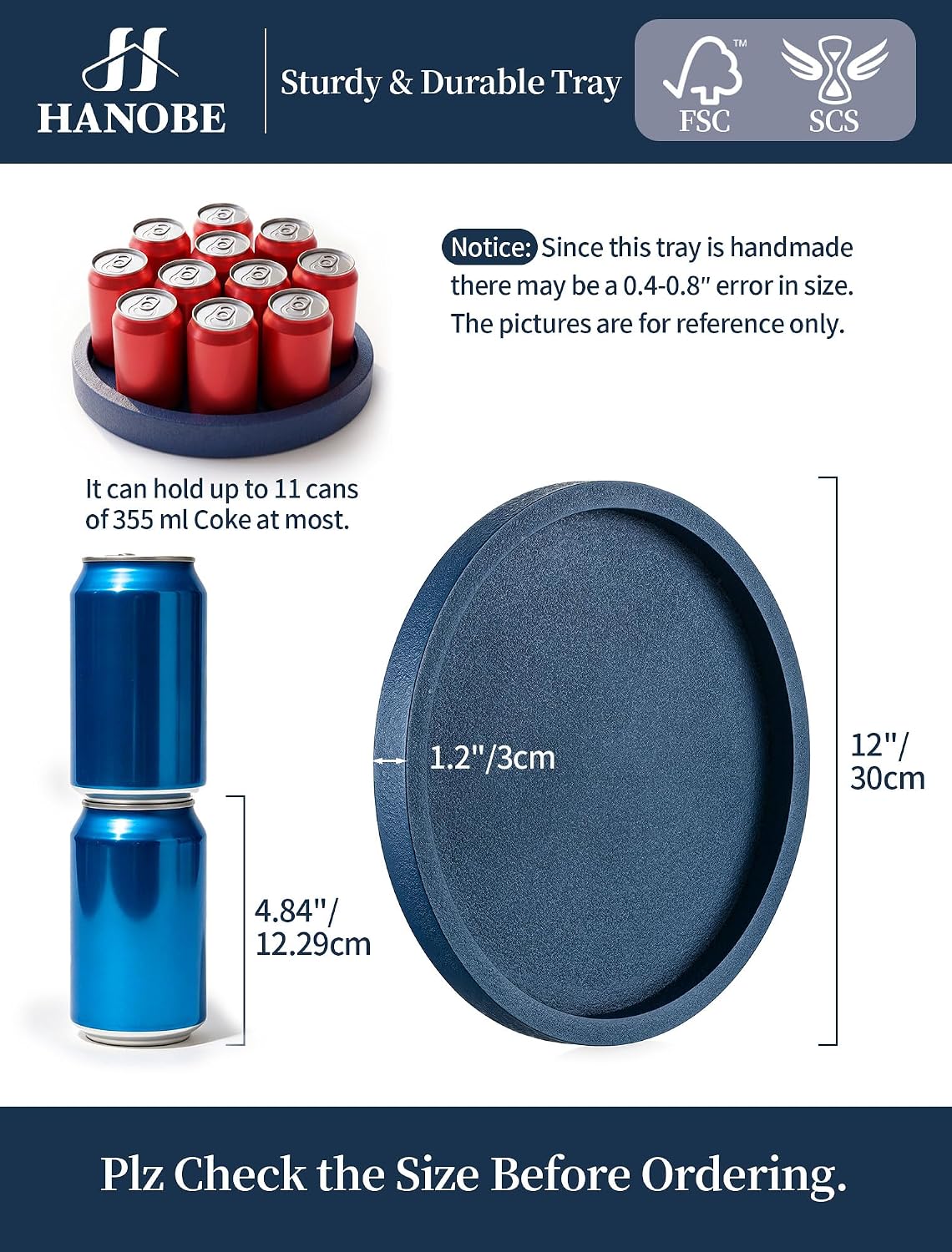 Round Tray / Decorative Trays / Navy Blue