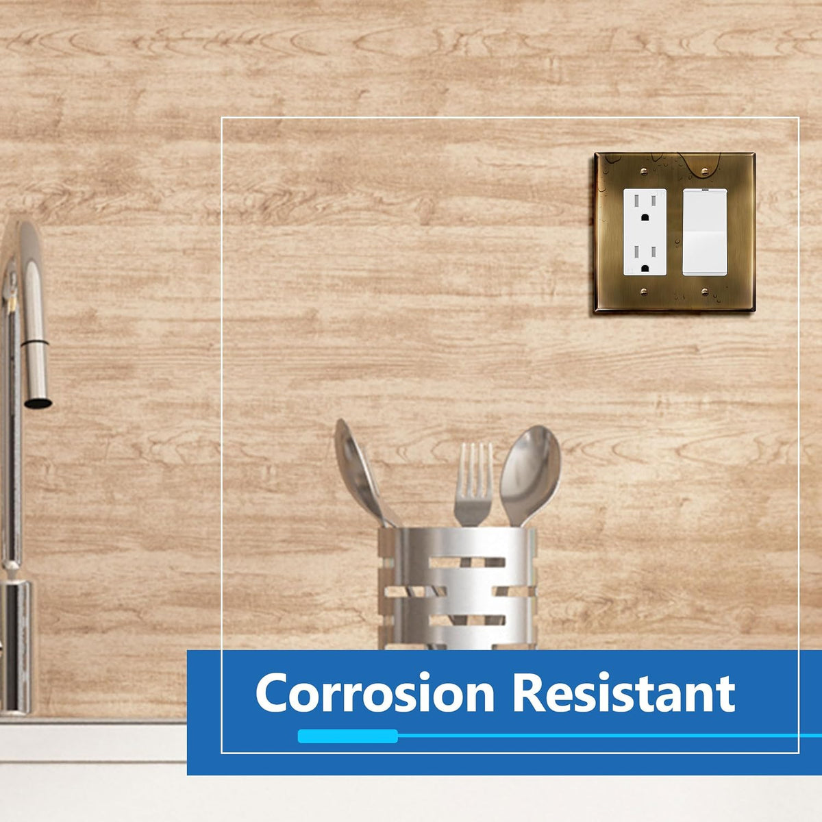 LIDER Decorator Switch or Receptacle Metal Wall Plate, Mid-Size 2-Gang | Corrosion Resistant, 2-Pack, Outlet Cover