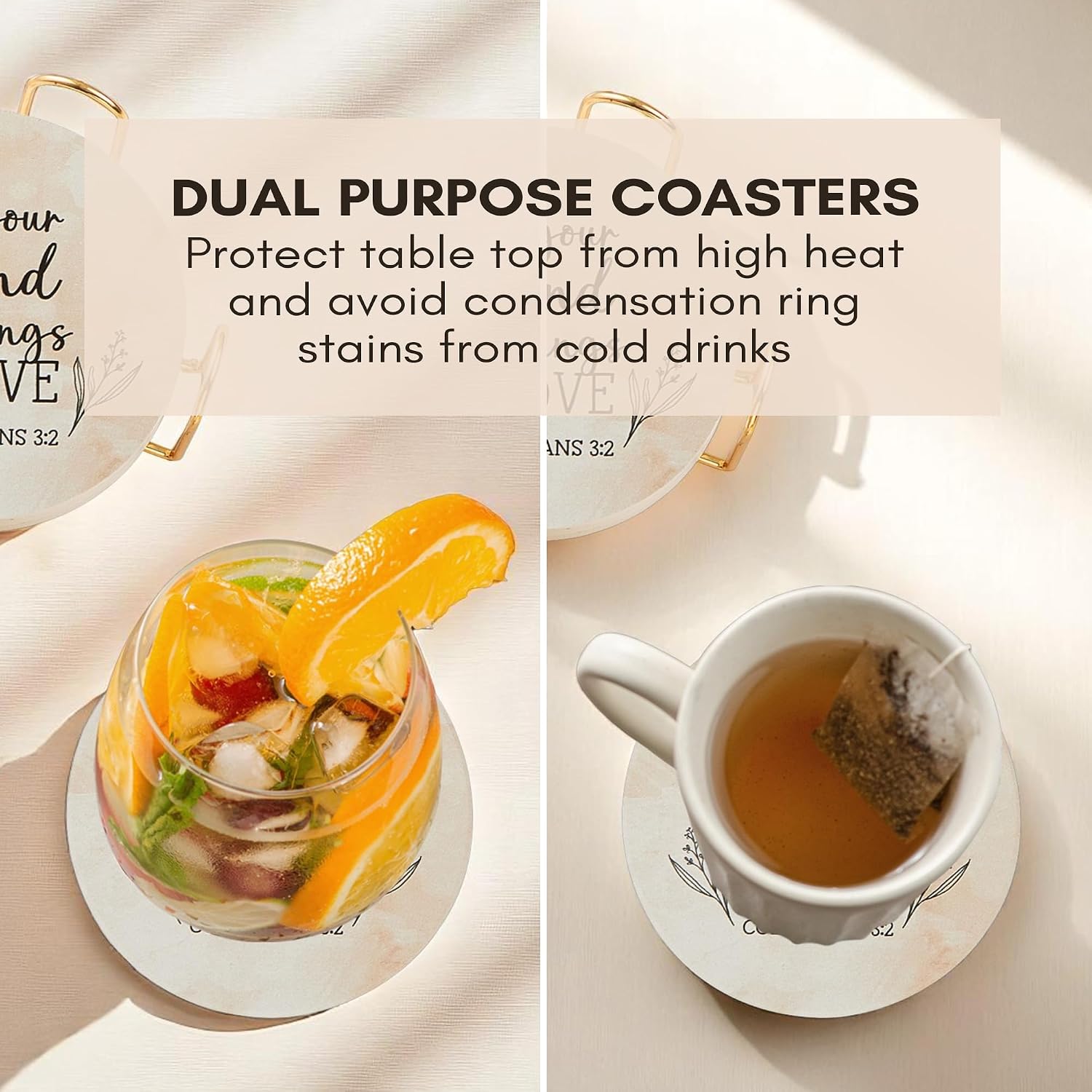 Holder- Ceramic Absorbent Drink Coasters / Blessed / Set of 6