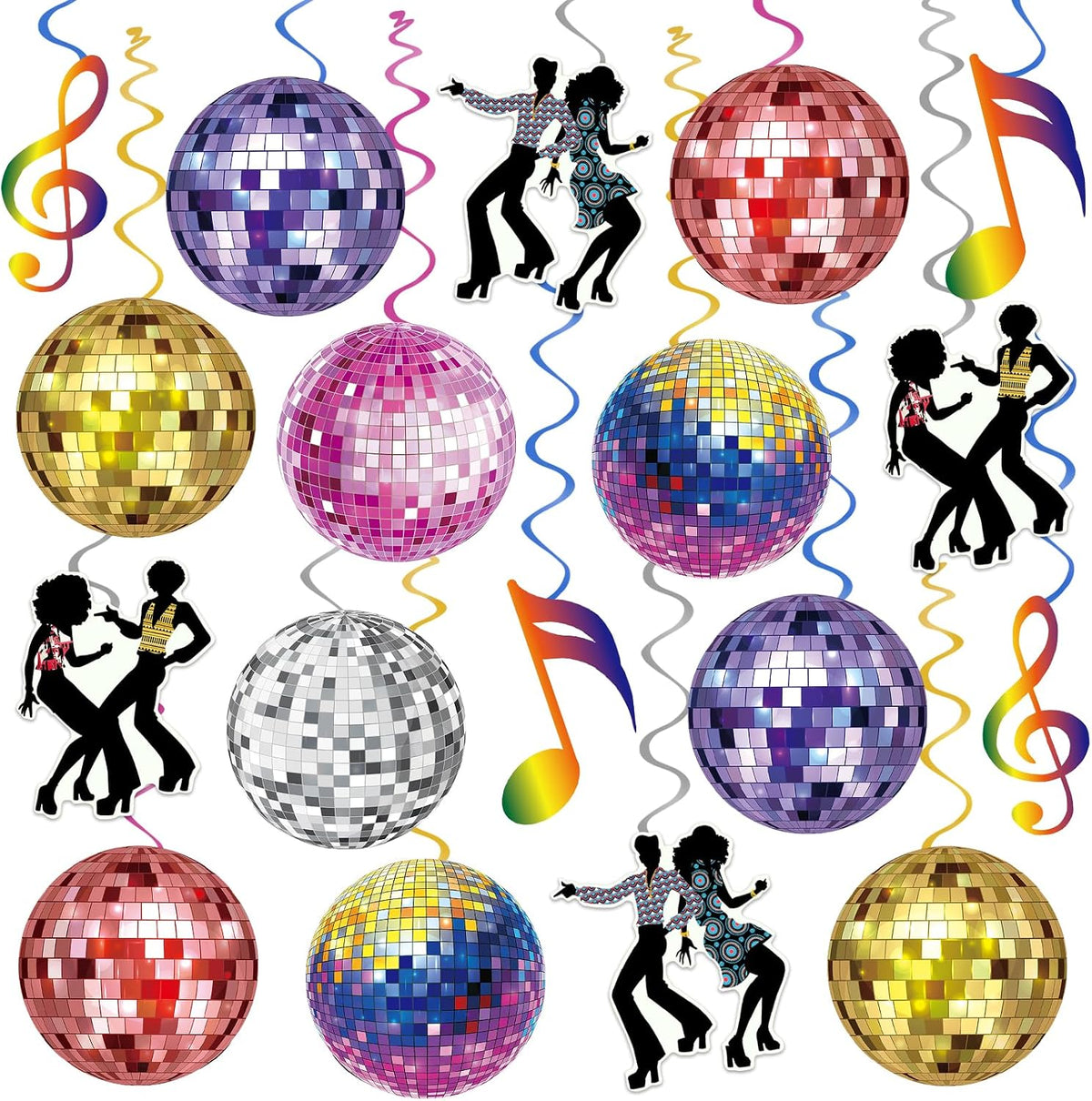 40Pcs Disco Party Hanging Swirl Decorations Disco Ball Hanging Swirls Disco Party Decorations 70s Party Hanging Swirls Ceiling Decor for Disco Themed 1970s Birthday Party Favors Supplies