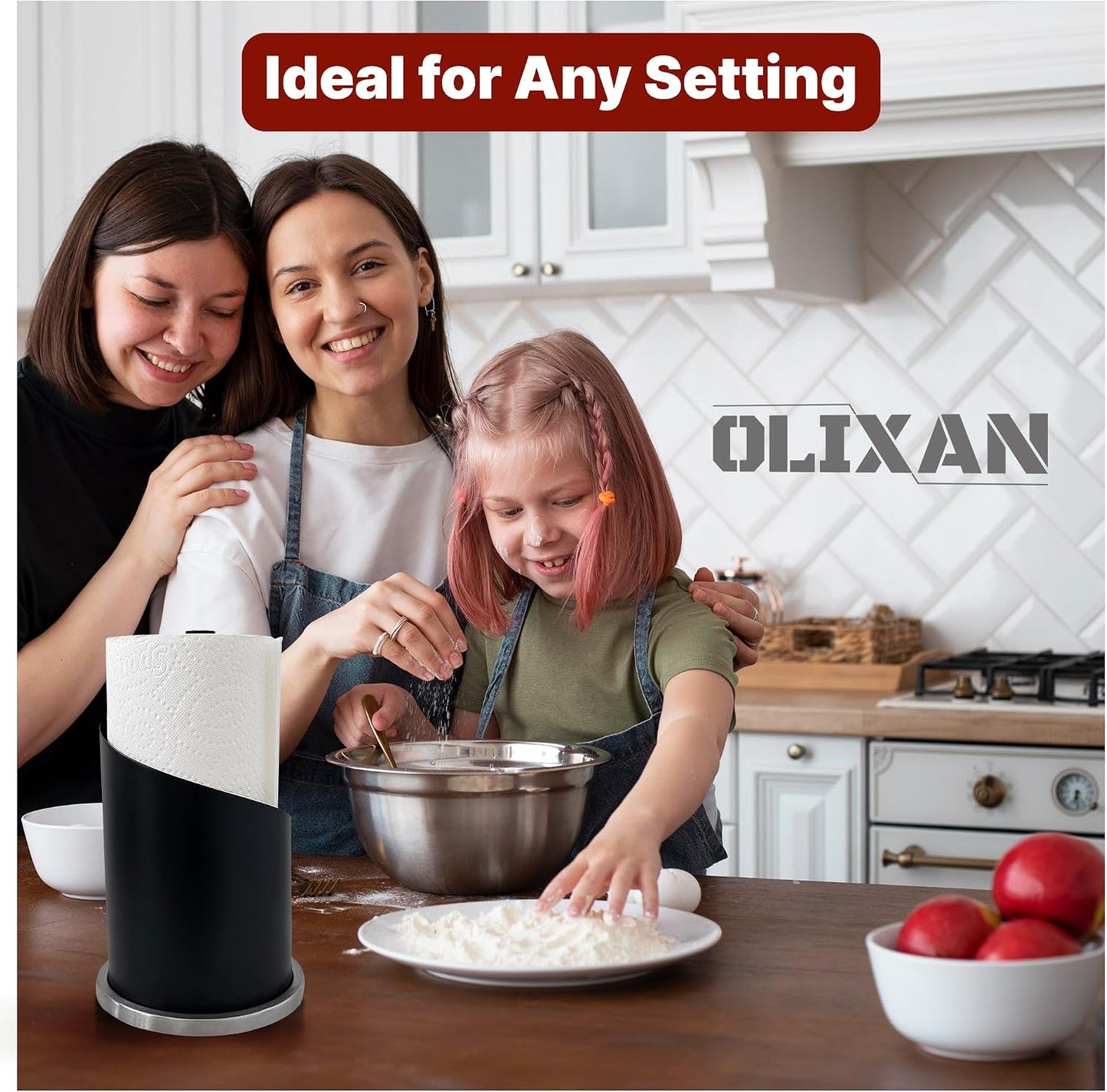 Stainless Steel Paper Towel Holder Countertop, Modern Covered Design, Weighted Base for Stability, Freestanding Easy