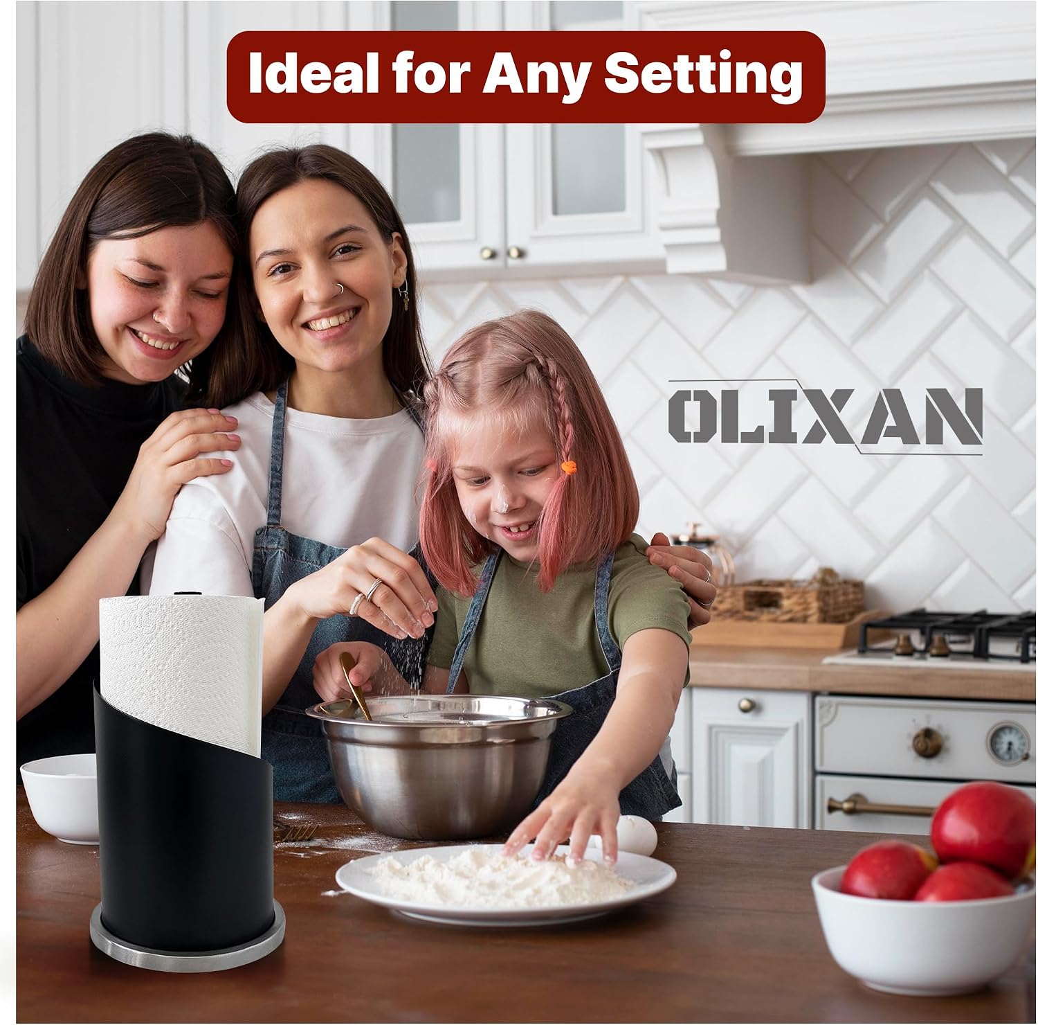 Stainless Steel Paper Towel Holder Countertop, Modern Covered Design, Weighted Base for Stability, Freestanding Easy