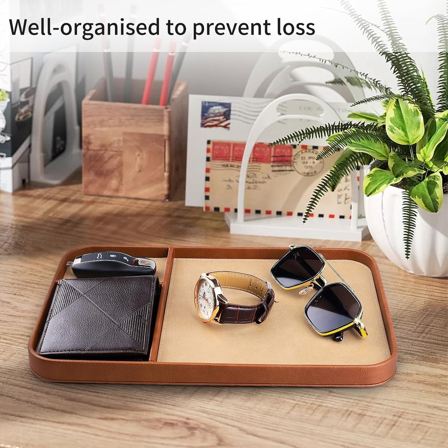 Leather Tray / Catchall Tray / Brown Frame