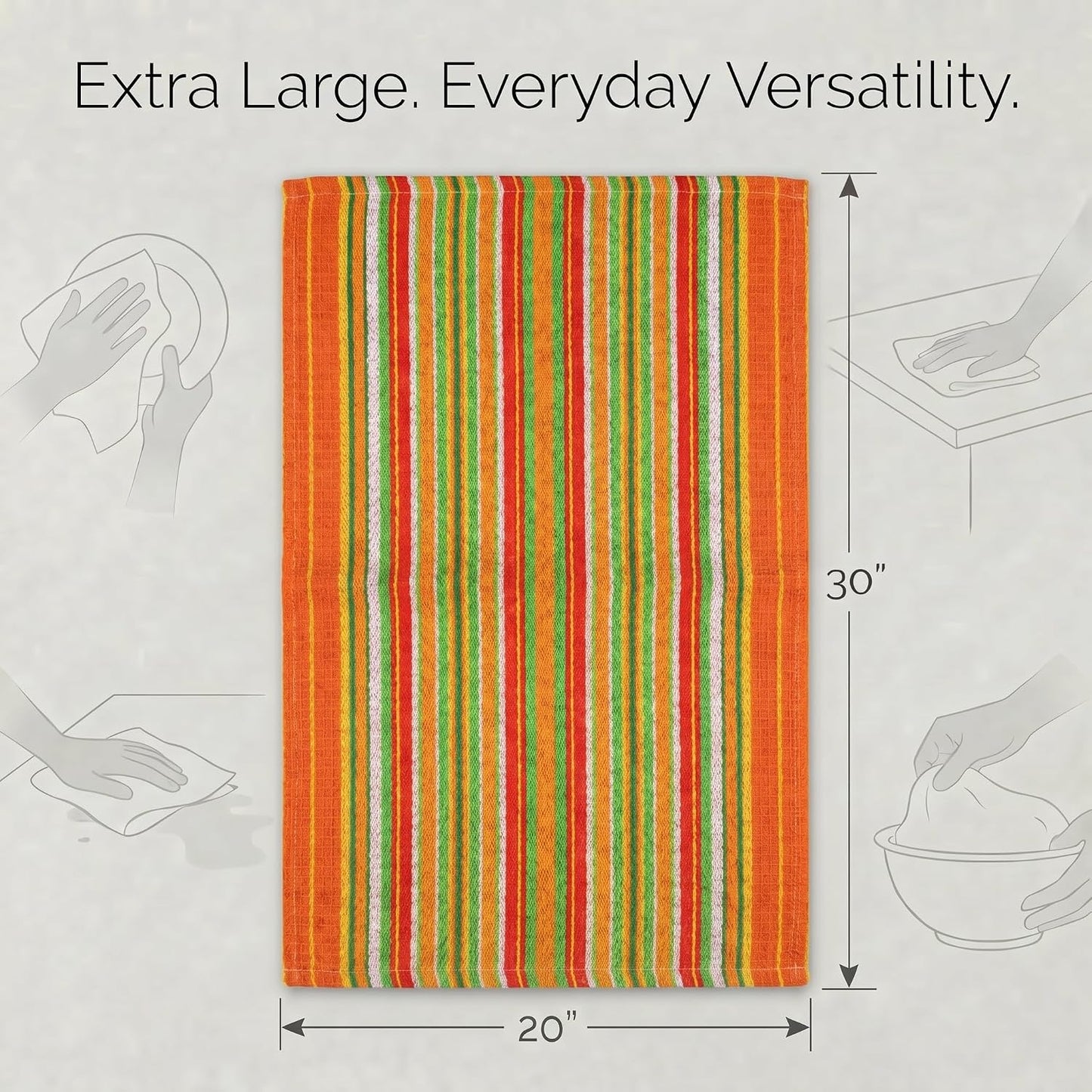 Urban Villa Kitchen Towels Cotton Dish Towels 20”x30” (Set of 6) Orange