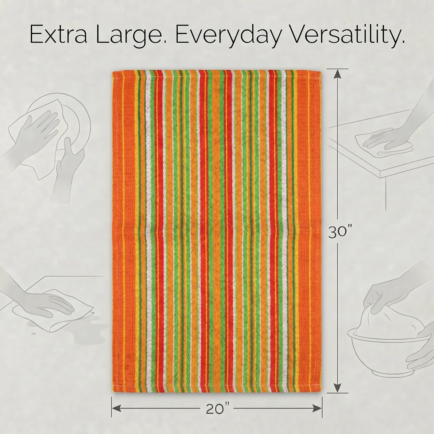 Urban Villa Kitchen Towels Cotton Dish Towels 20”x30” (Set of 6) Orange